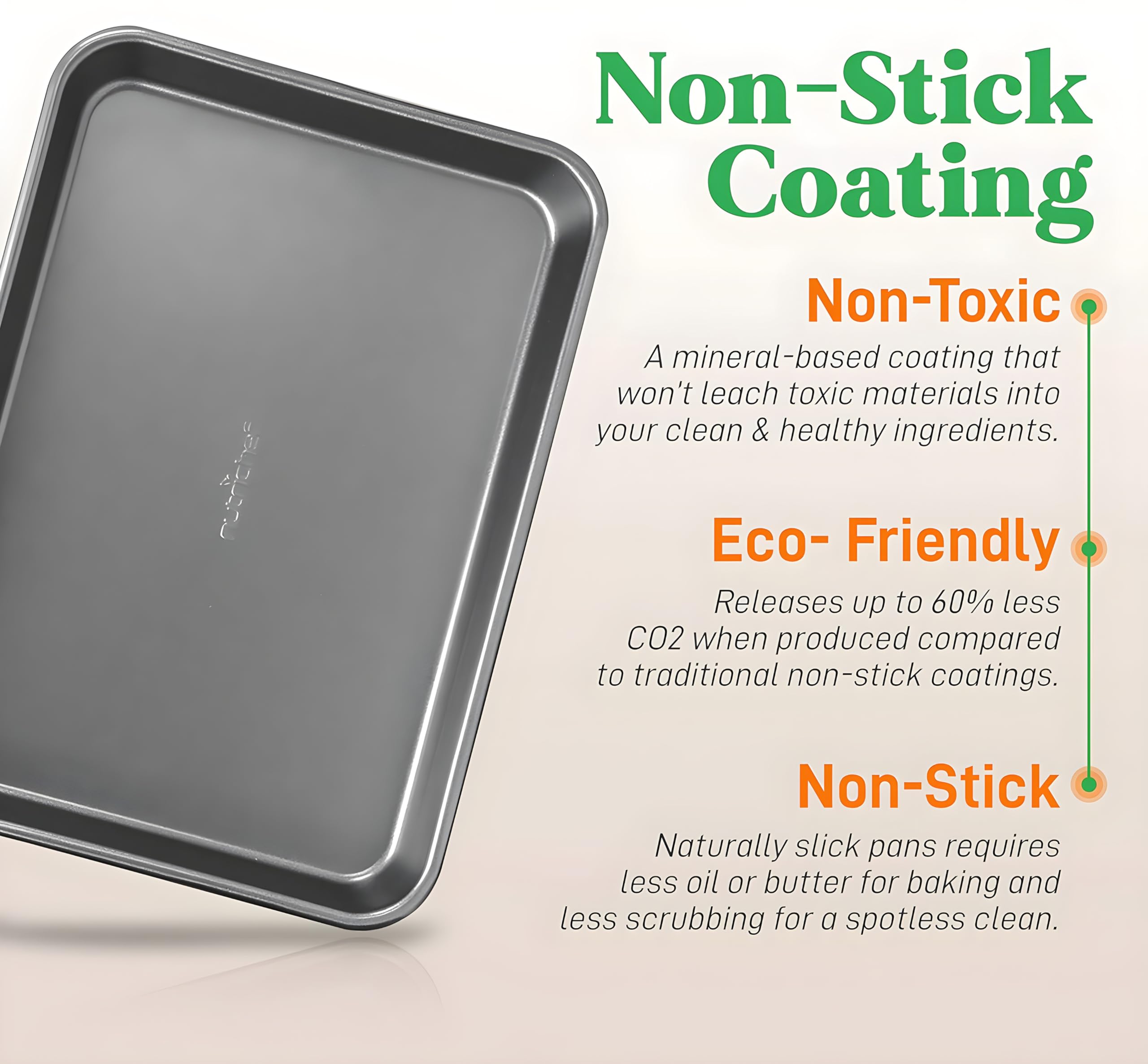 Nutrichef Nonstick Cookie Sheet Baking Pan - 2-Pc Set | Carbon Steel | Oven Safe to 450°F 4