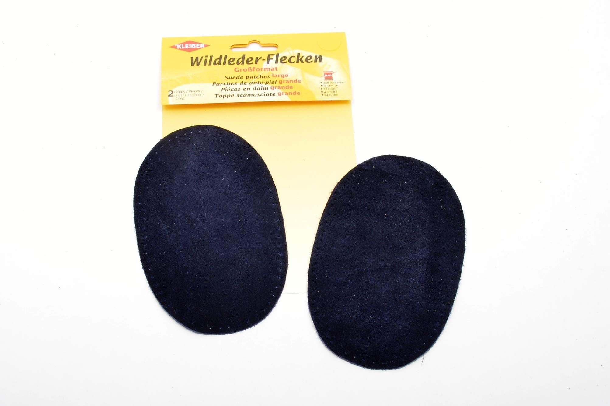 Kleiber Suede Sew-On Trouser/Arm Patches - Navy Blue | Large 16x10cm | 2 Pack 2