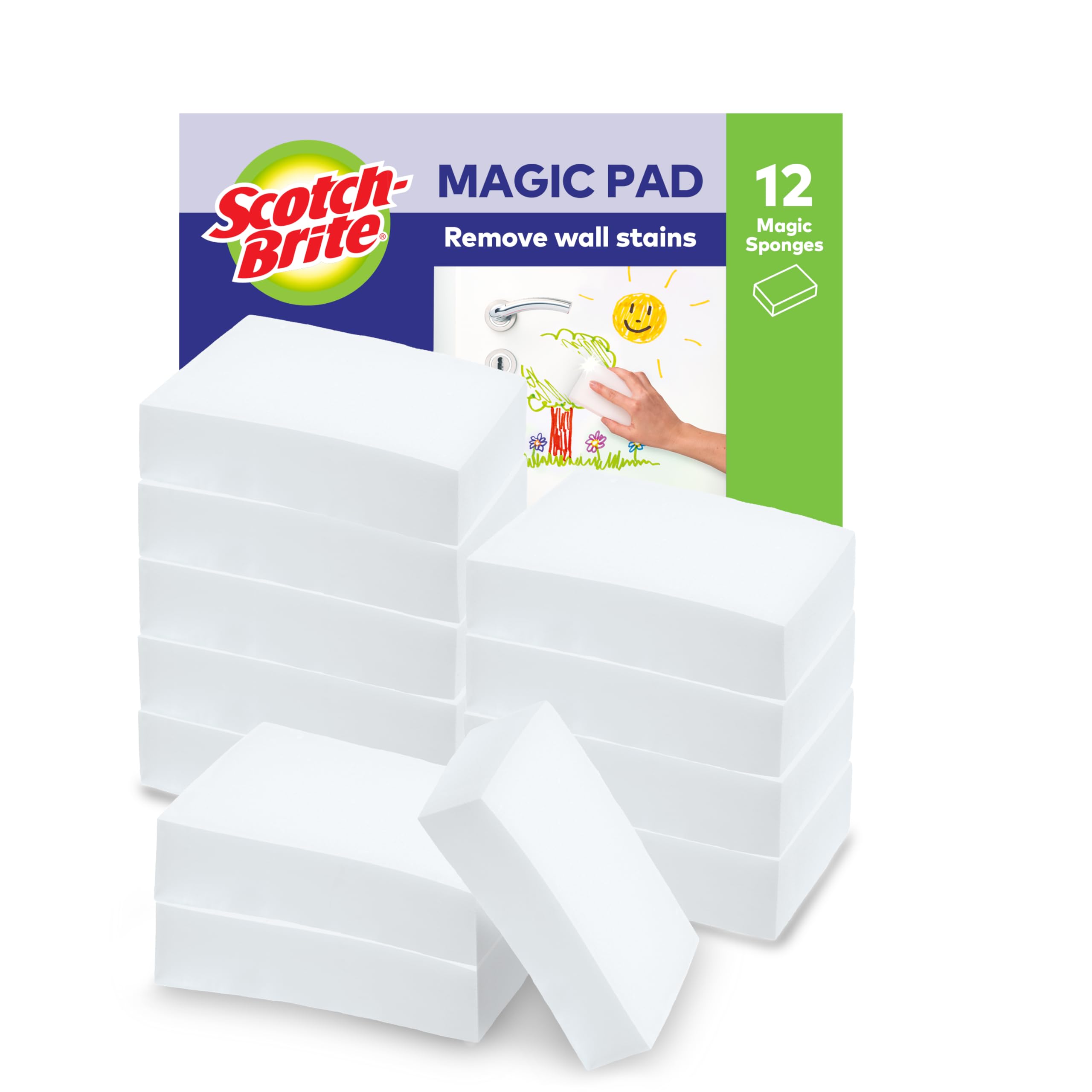 Scotch-Brite Magic Easy Eraser Sponge - Melamine Cleaner, Value Pack of 12 1