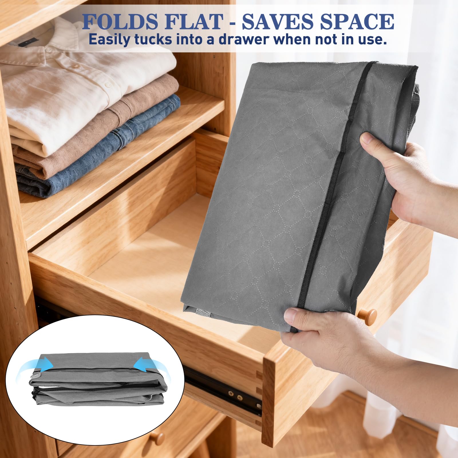 Lychico 4 Pack Under-Bed Storage Bags - 90L Capacity, Breathable Fabric, Gray 6