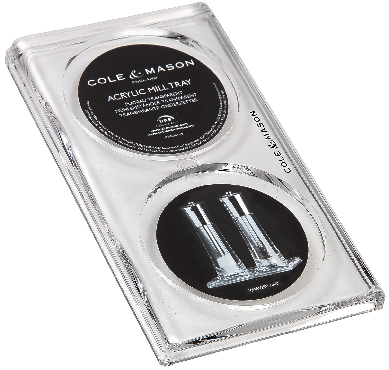 Cole & Mason Ramsgate Clear Acrylic Mill Tray for Salt, Pepper, Oil & Vinegar Mills | 157x95x13mm 3