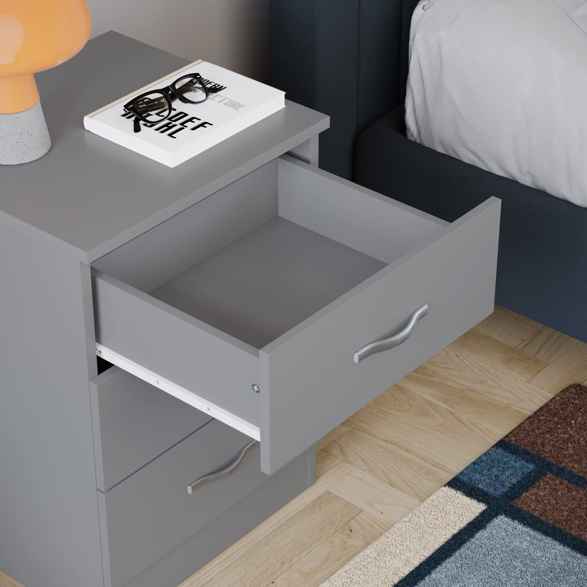 Vida Designs Riano Chest of Drawers - 3 Drawers | Grey | H 56 x W 40 x D 36 cm 4