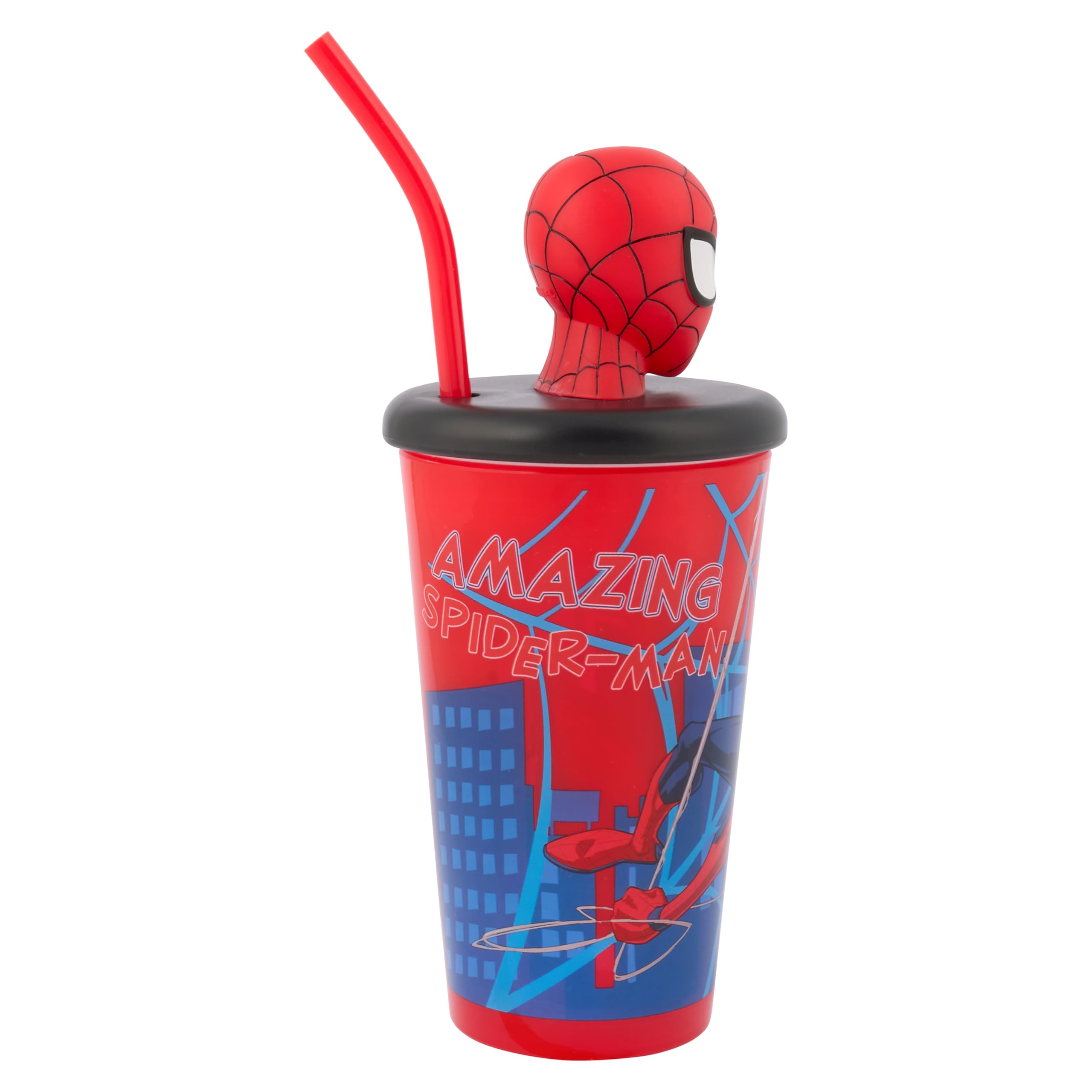 Marvel Spider-Man Web 3D Tumbler - 444ml Capacity | BPA-Free Kids Drinkware with Straw 4