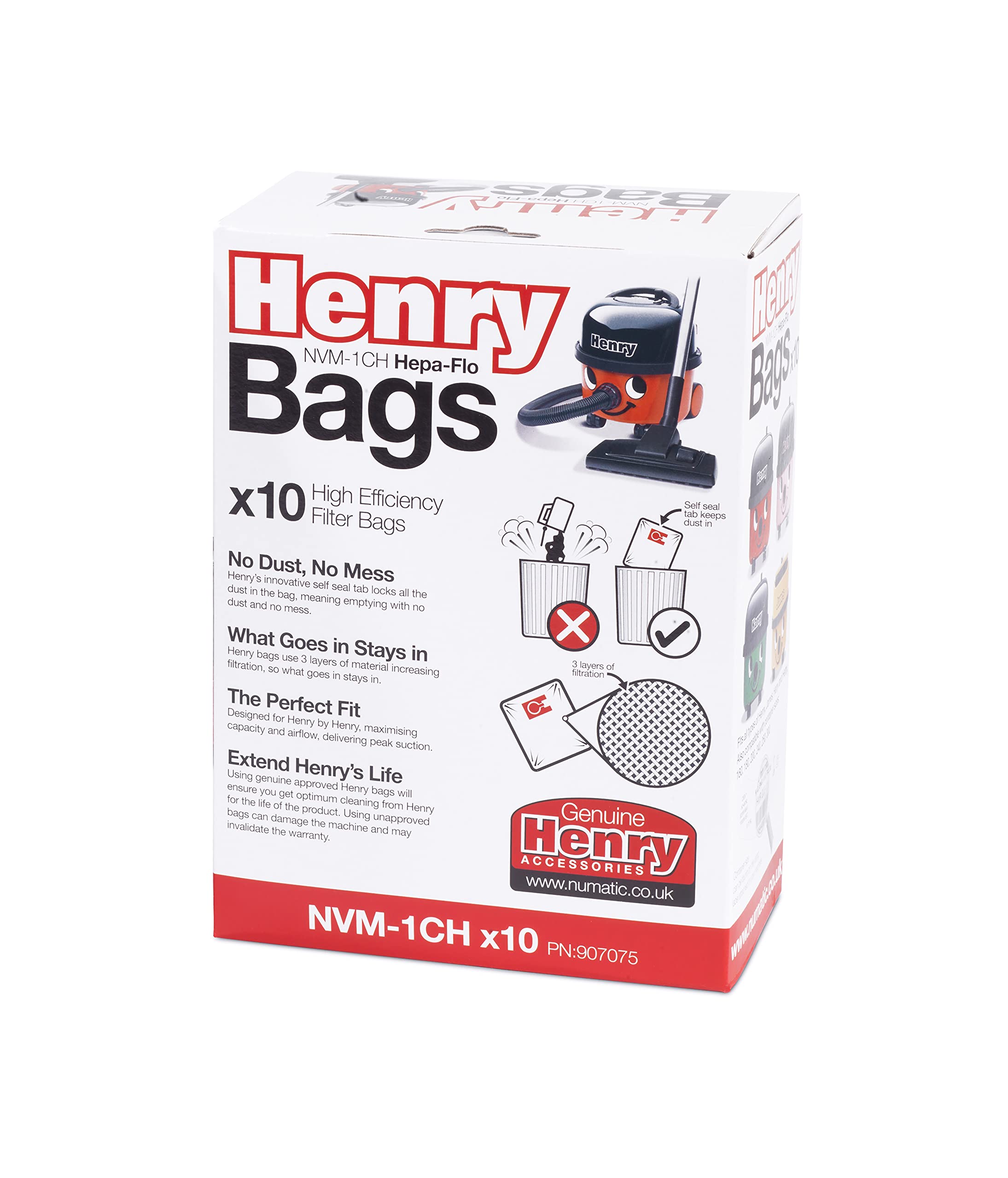 Henry HepaFlo Vacuum Cleaner Dust Bags NVM-1CH/907075 | Pack of 10 | Genuine Accessory 3