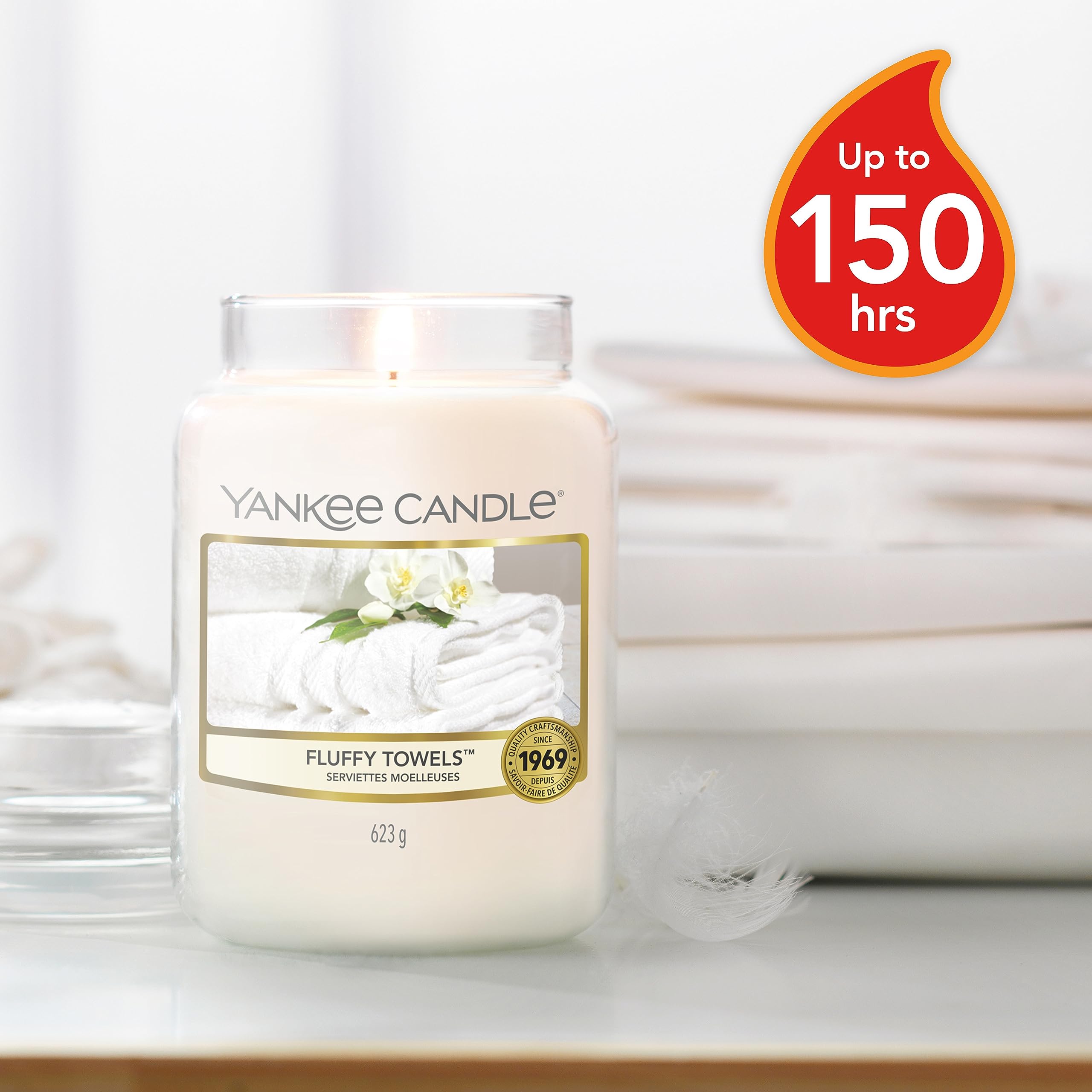 Yankee Candle Fluffy Towels Scented Candle | Large Jar | Up to 150 Hours Burn Time 3