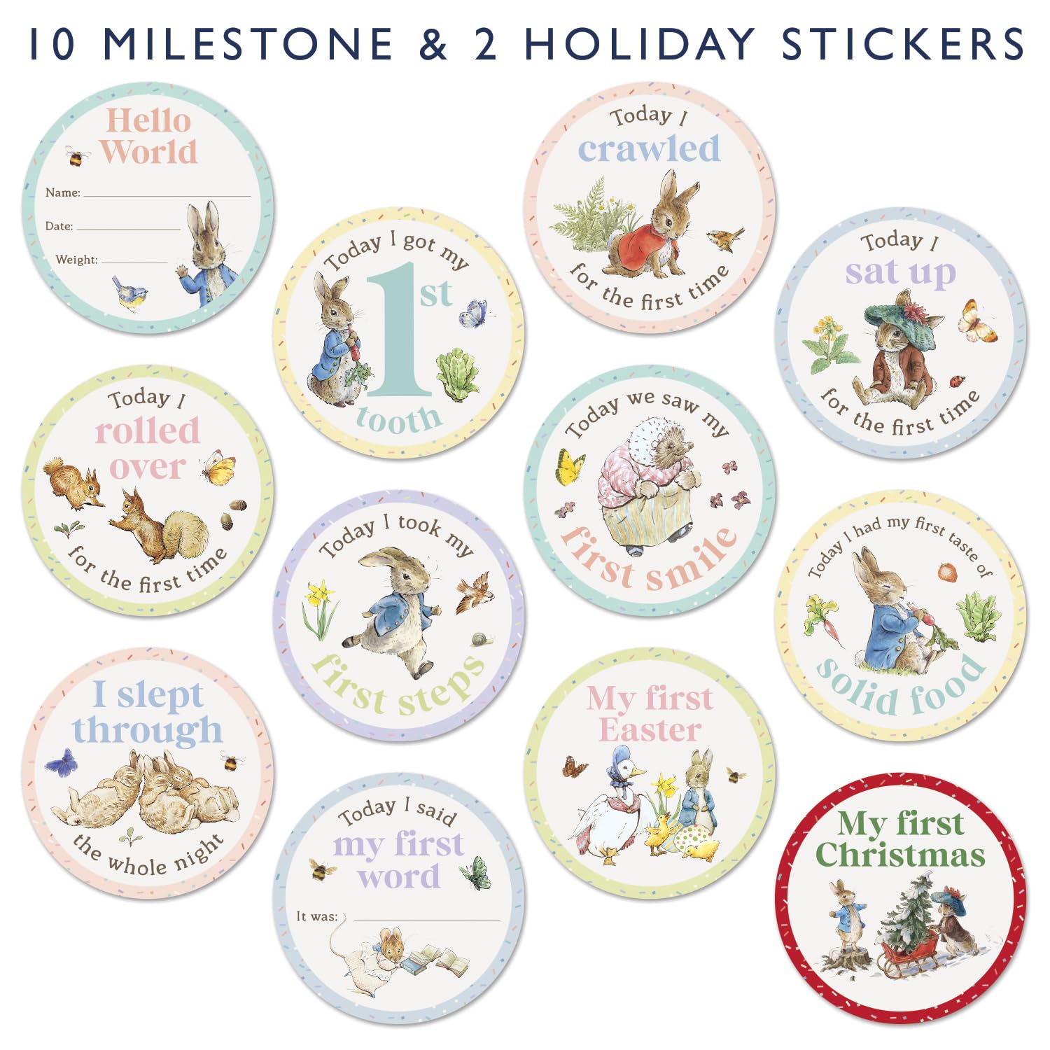 Paper Projects Peter Rabbit Baby Milestone Stickers - 24 Count | Multi Color | Paper Material 9