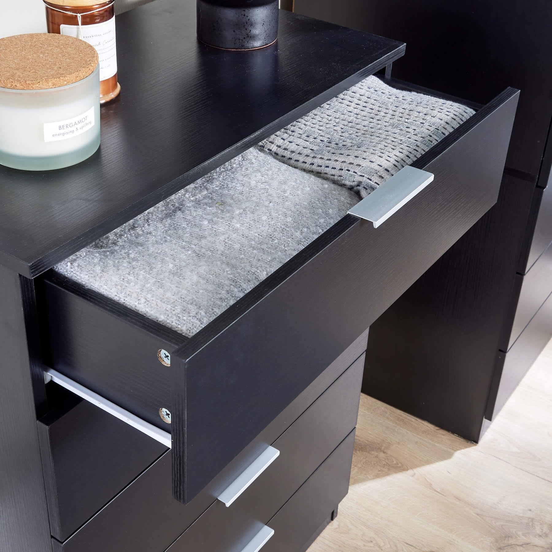 Home Source Phoenix Tall 5 Drawer Chest of Drawers - Black | 90H x 63W x 35D cm 8