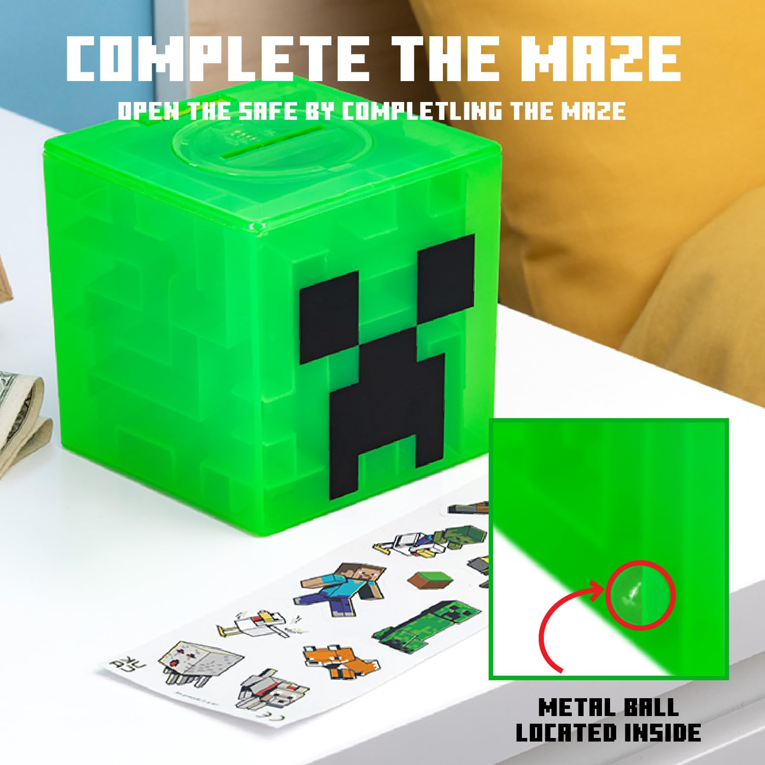 Paladone Minecraft Creeper Maze Safe - Officially Licensed Piggy Bank | Plastic | 9cm Tall 4