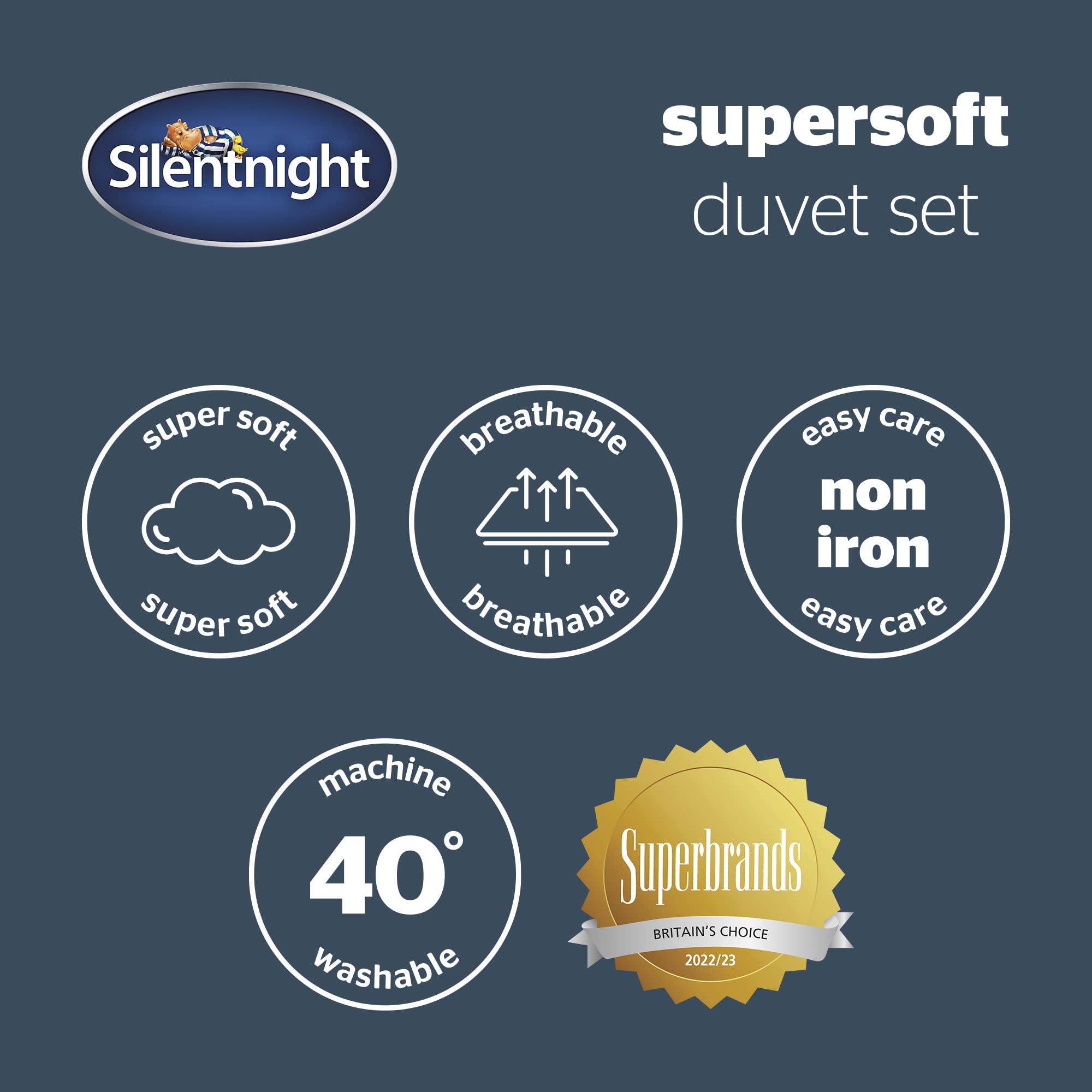 Silentnight Supersoft Microfibre Duvet Cover Set - King Size | 3 Piece Set | White 6