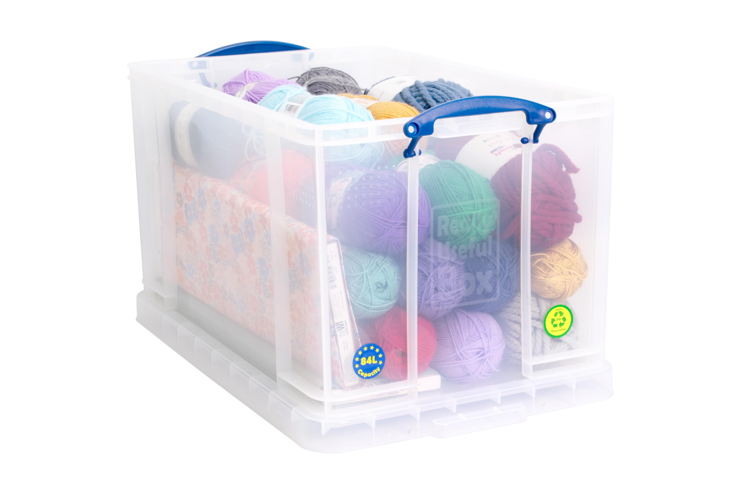 Really Useful Box Plastic Storage Box - 84 Litre Capacity, Clear, Pack of 2 5