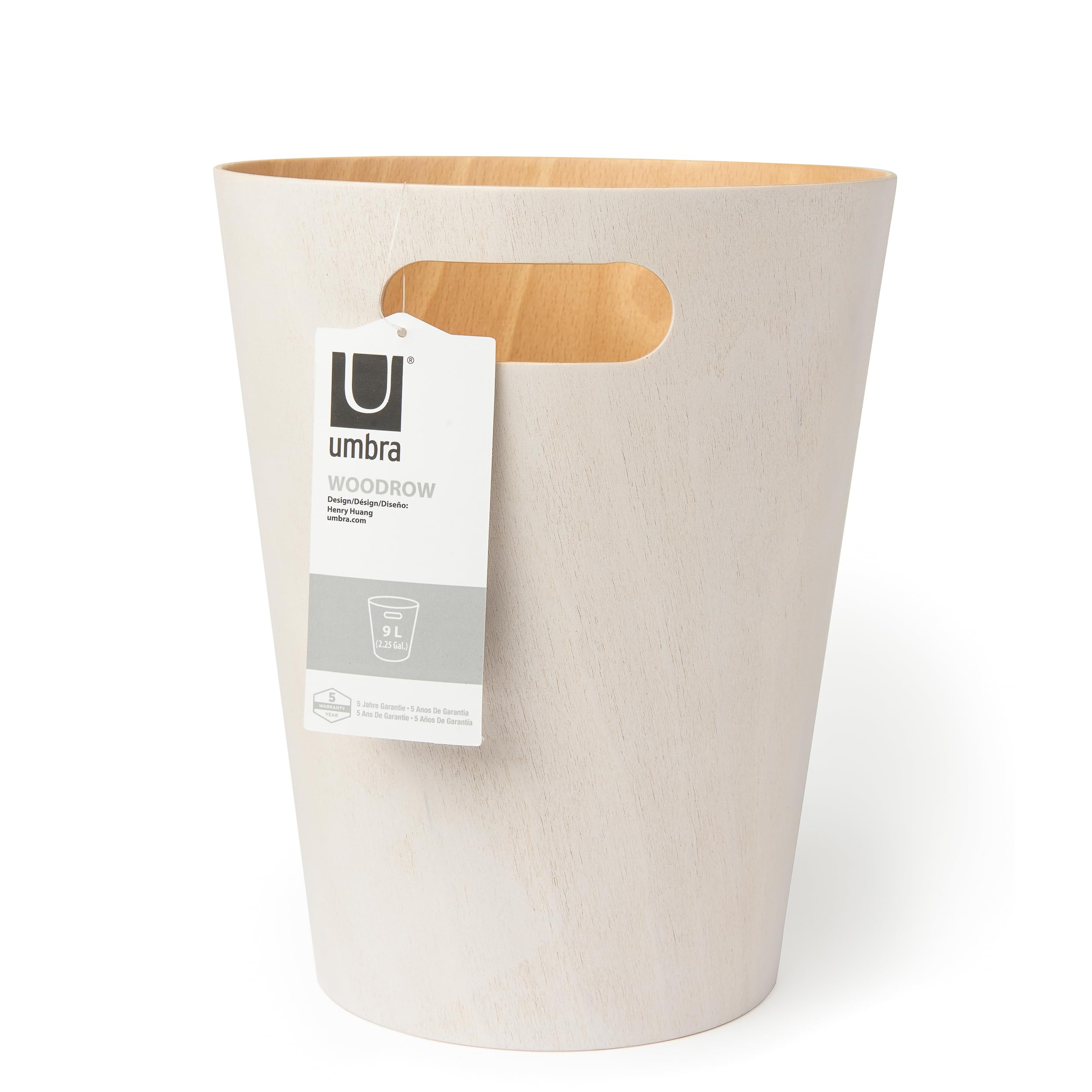 Umbra Woodrow Paper Bin - 2 Gallon (7.5L) Capacity | Wood Material | White/Natural Finish 6
