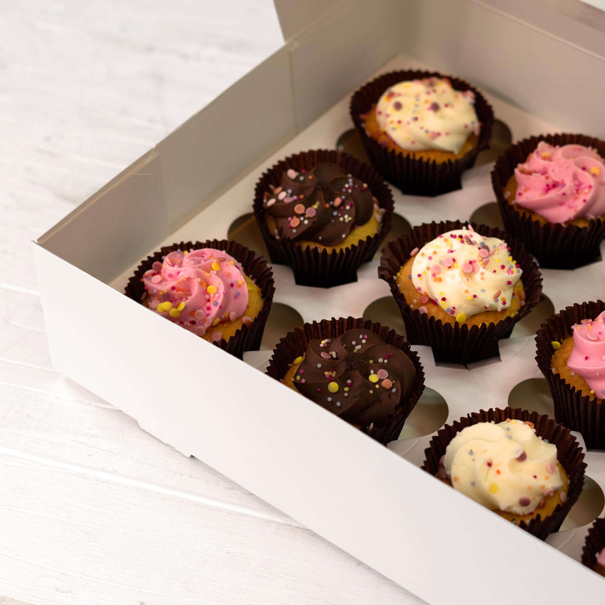 Culpitt 12 Hole Cupcake Boxes - 5 Pack White Card Carrier with Clear Window | Sturdy Design 7