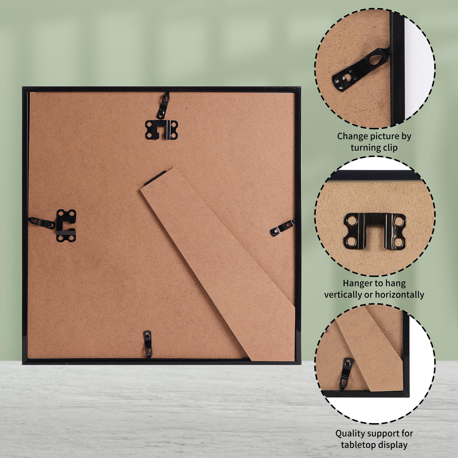 Ditwis 30x30 cm Black Square Picture Frame | Wall or Tabletop Display | PVC & PS Window 7