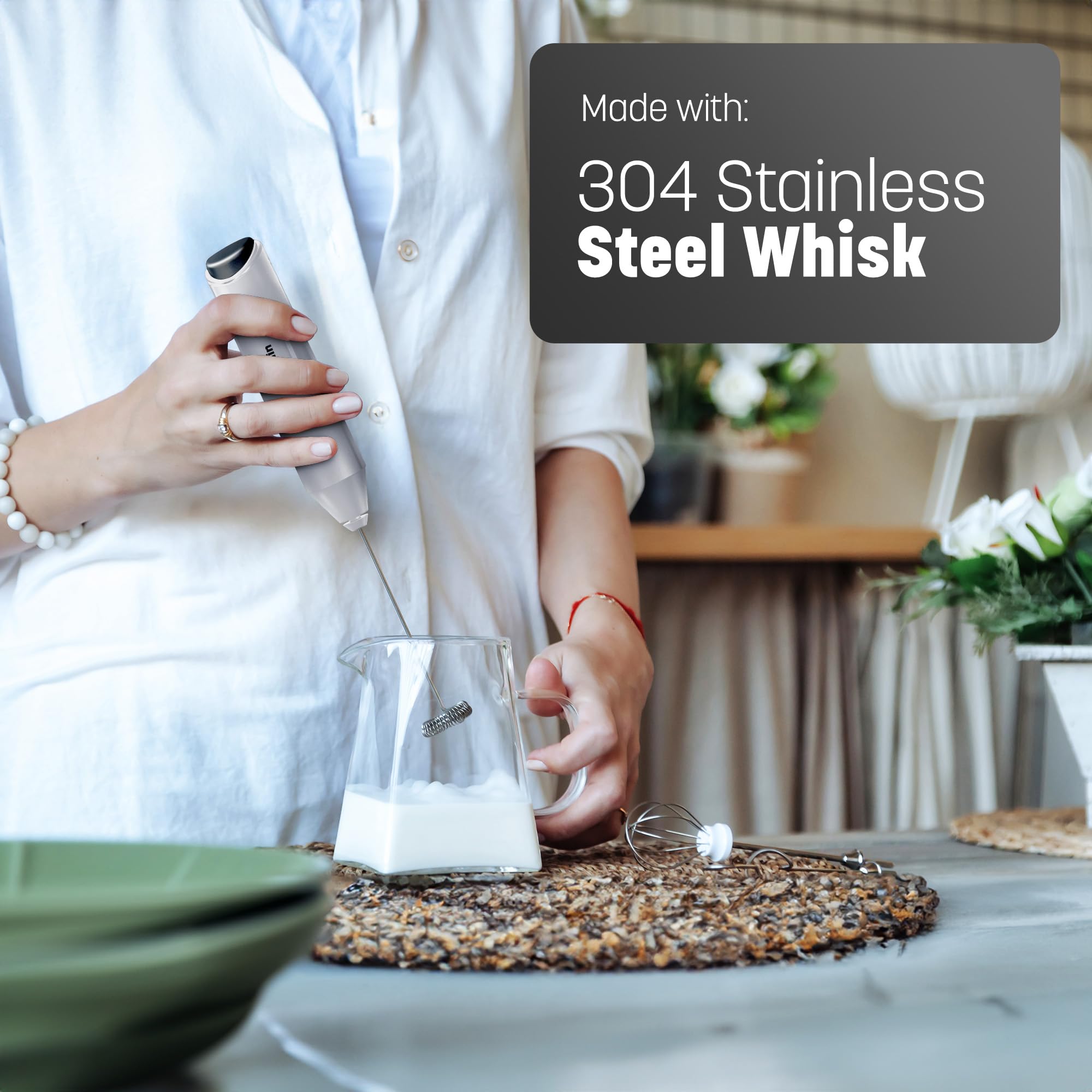 KEPLIN Handheld Milk Frother - Stainless Steel Electric Whisk | Portable | Self-Cleaning 6