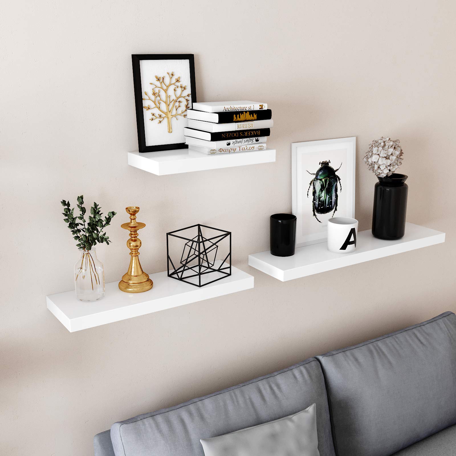 VASAGLE Modern Floating Wall Shelf for Books & Photos | 80 cm Long | White Engineered Wood 4