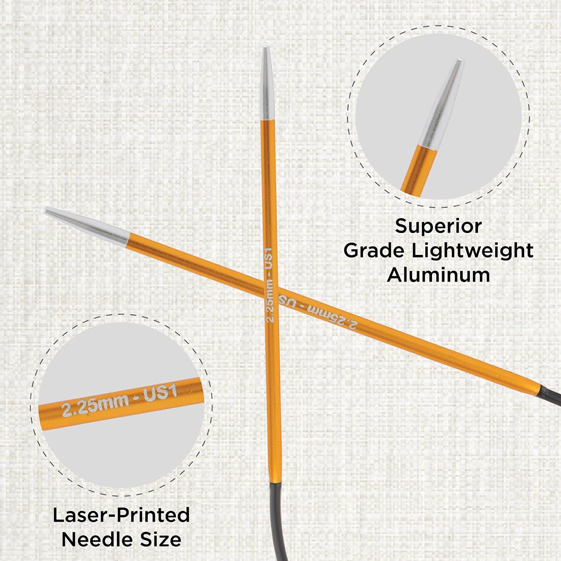 KnitPro Zing Fixed Circular Knitting Needles - 2.25mm | 9' (22.5cm) | Lightweight Aluminium 2