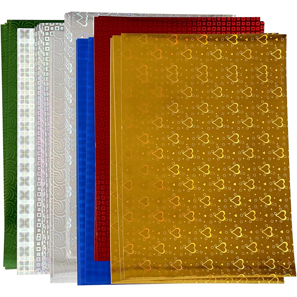 Creativ Holographic Decorative Paper - A4, 120 gsm, 8 Assorted Sheets | Gloss Finish 3