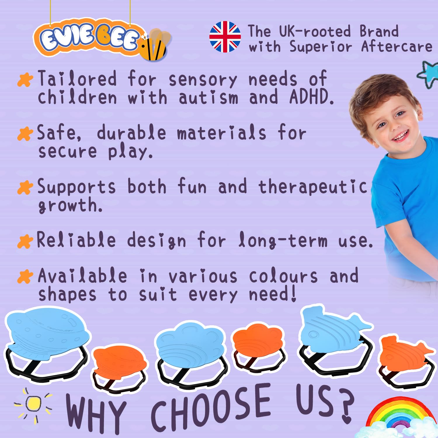 Evie Bee Sensory Spinning Desk Chair for Kids - 360° Swivel | ABS Material | Supports 100kg 8