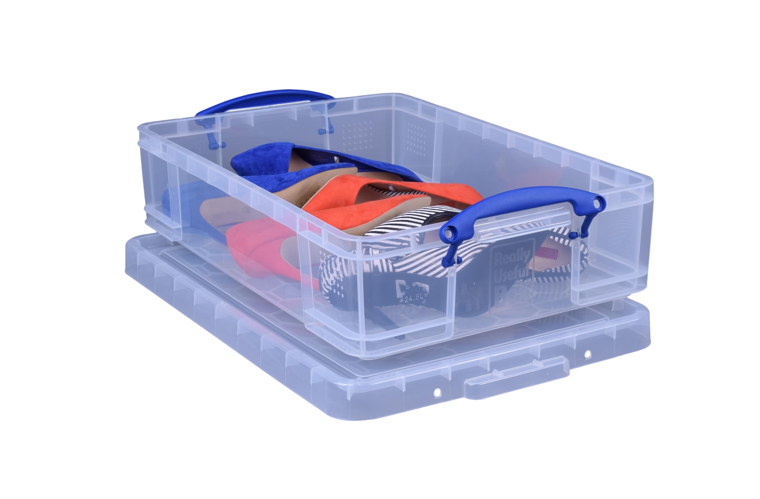 Really Useful Box 24.5L Clear Plastic Storage Boxes with Lid and Handles (4 Pack) 4