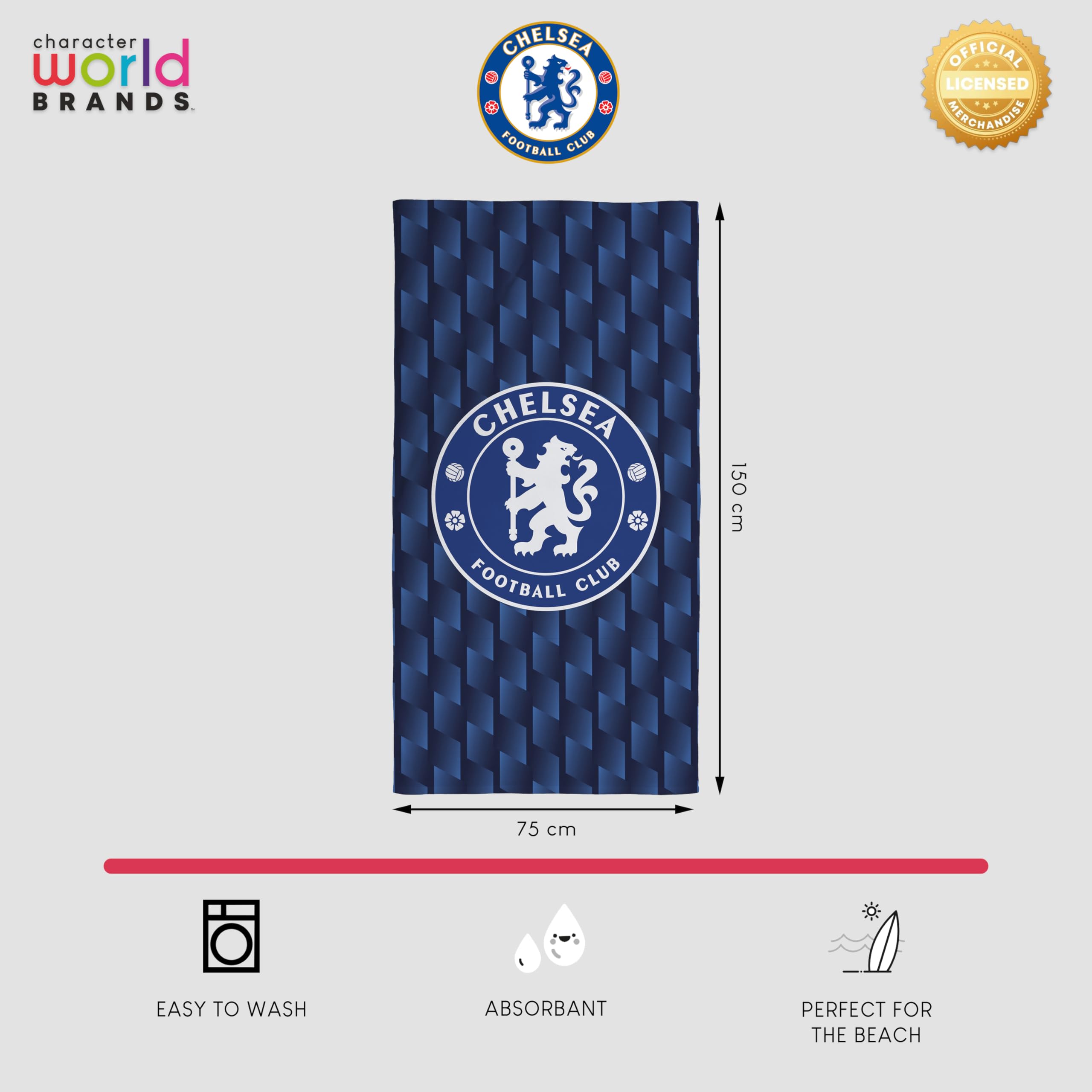 Character World Chelsea FC Bath Towel - Super Soft Baumwolle | 750x1500mm | Multicolour 4