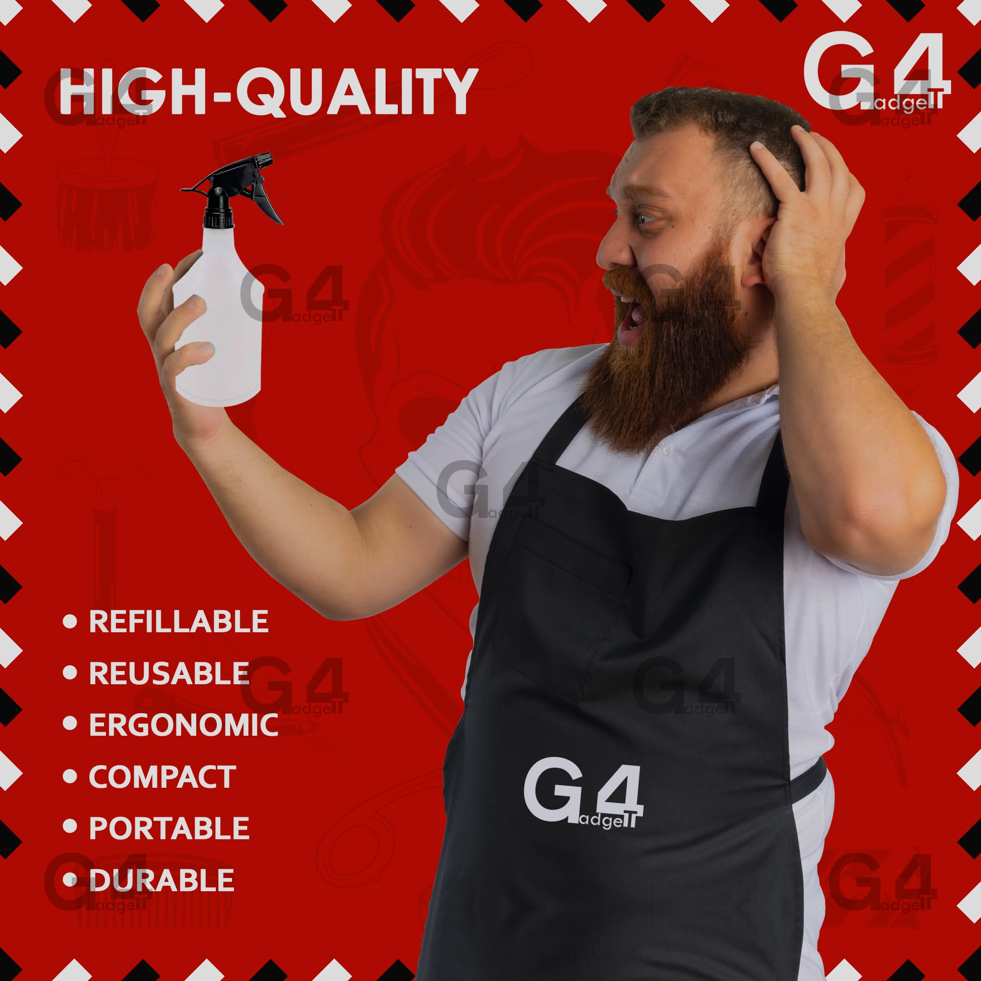 G4GADGET 1 Litre Plastic Spray Bottle - Clear, Leak Proof Trigger for Cleaning & Ironing 5