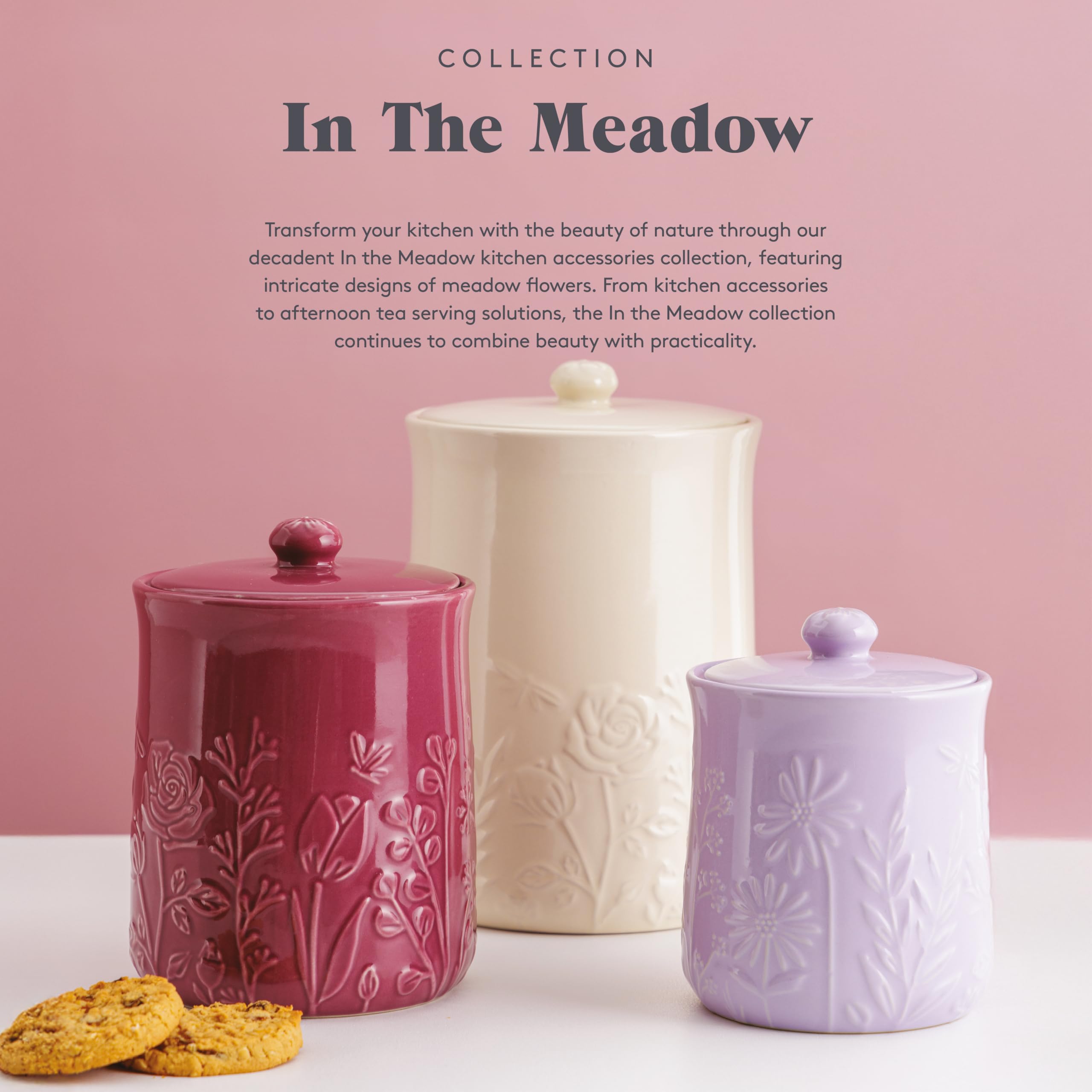Mason Cash In the Meadow Spoon Rest - Embossed Floral Design | Durable Ceramic | Purple 6