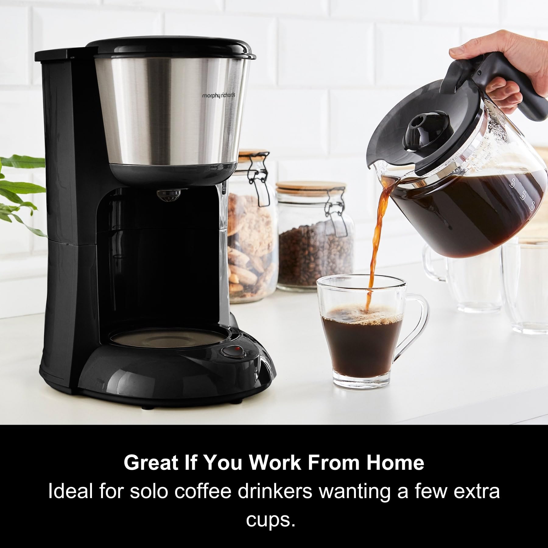 Morphy Richards Equip Filter Coffee Machine - 10 Cup, Pour Over Technology, Aroma Blender, Black/Brushed Steel 5