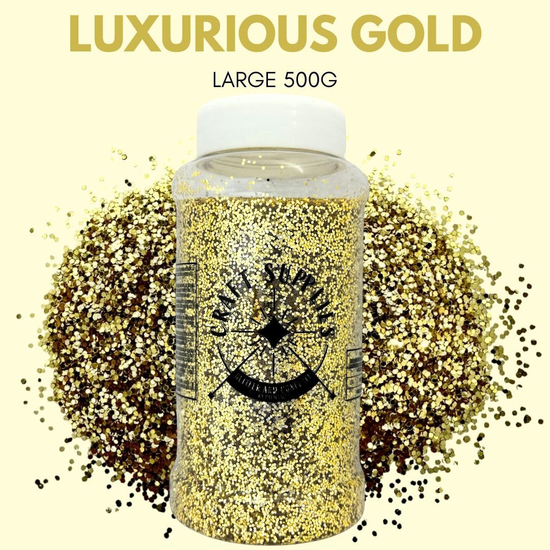 Palm Safe Gold Chunky Glitter - 500g Shaker Jar for Resin & Crafts | Non-Toxic PVC 3