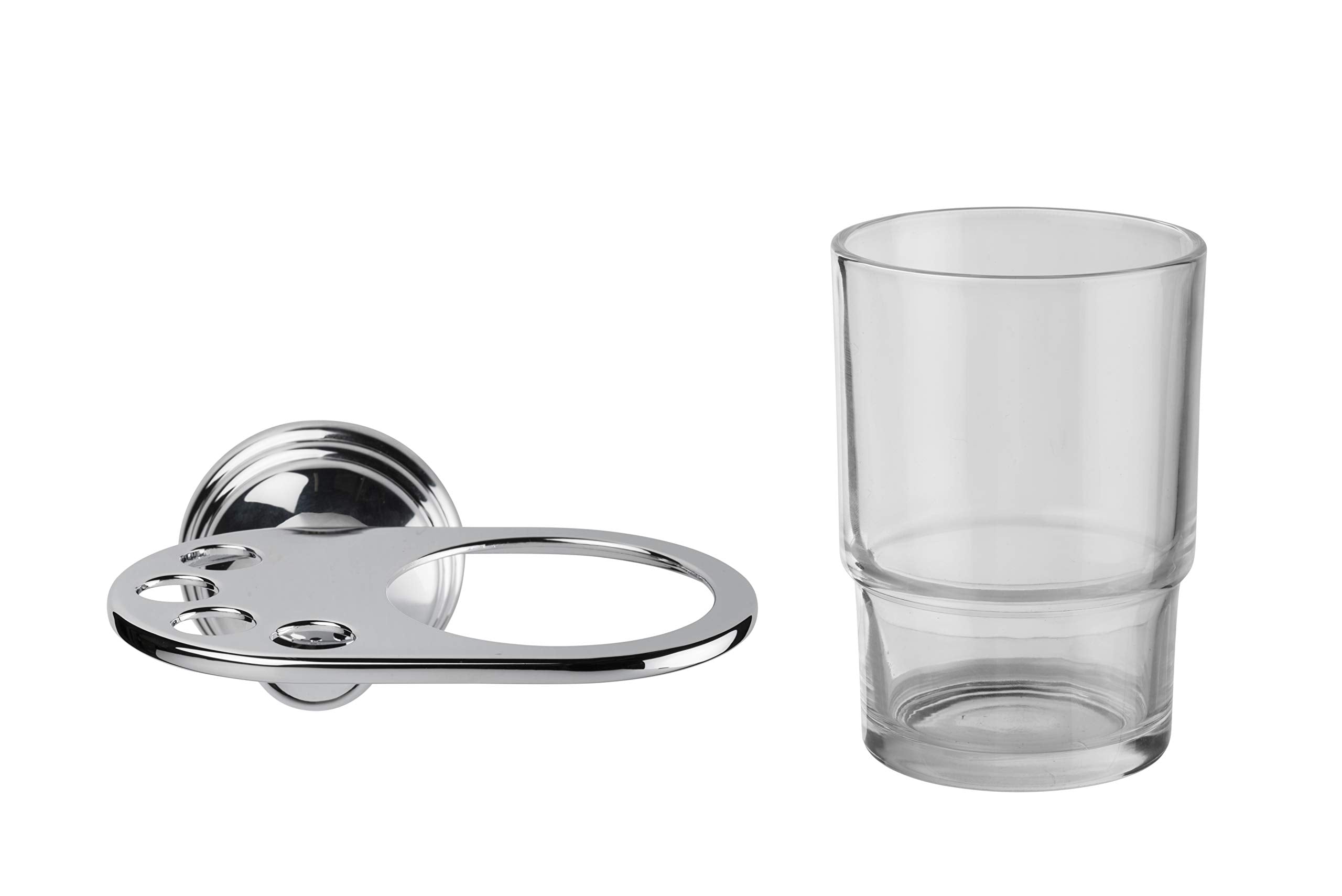 Croydex Westminster Chrome & Glass Toothbrush and Tumbler Holder | Zinc Alloy | Concealed Fixings 3