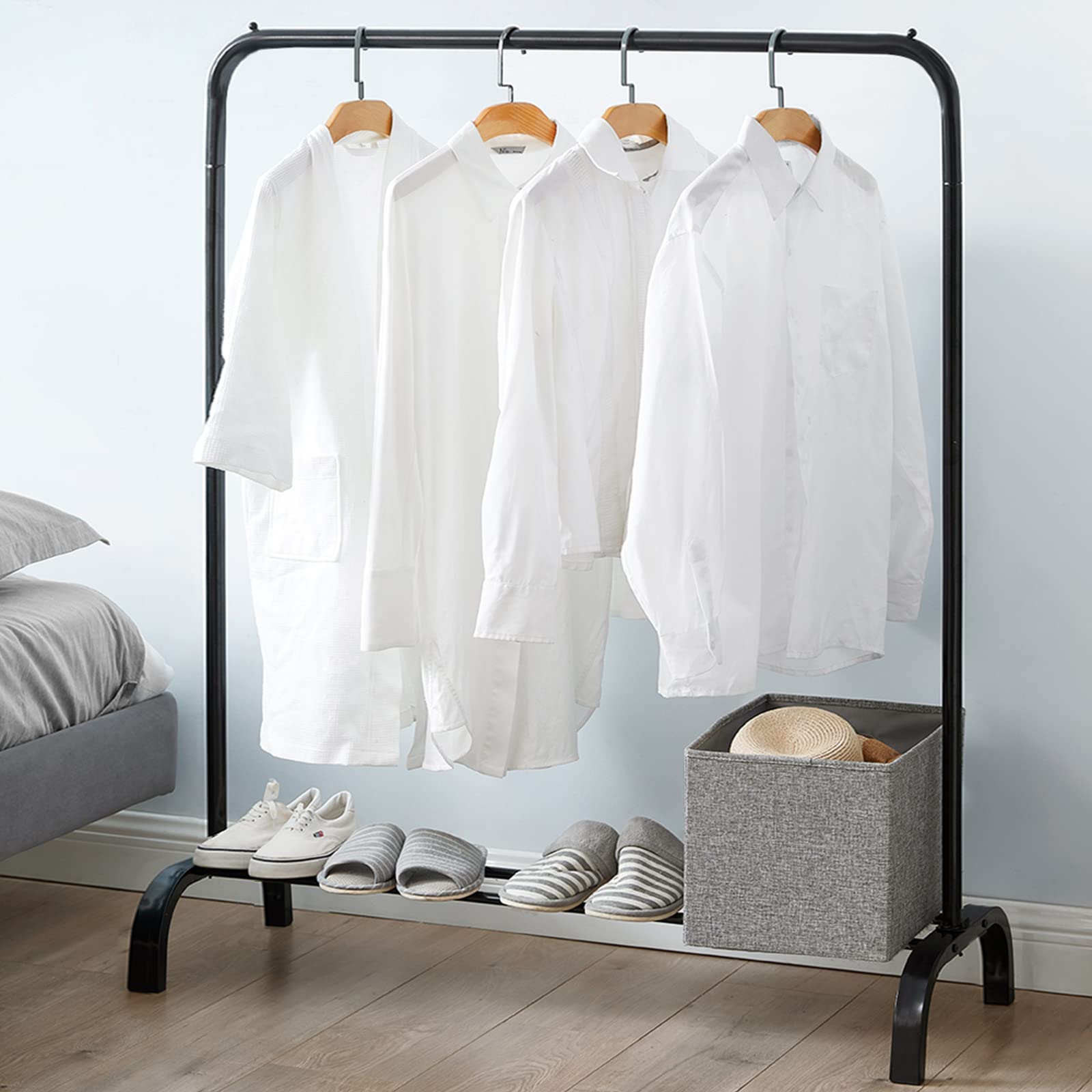 Vivo Technologies Metal Garment Rack - 110cm L x 42cm W x 136cm H | Alloy Steel | Black