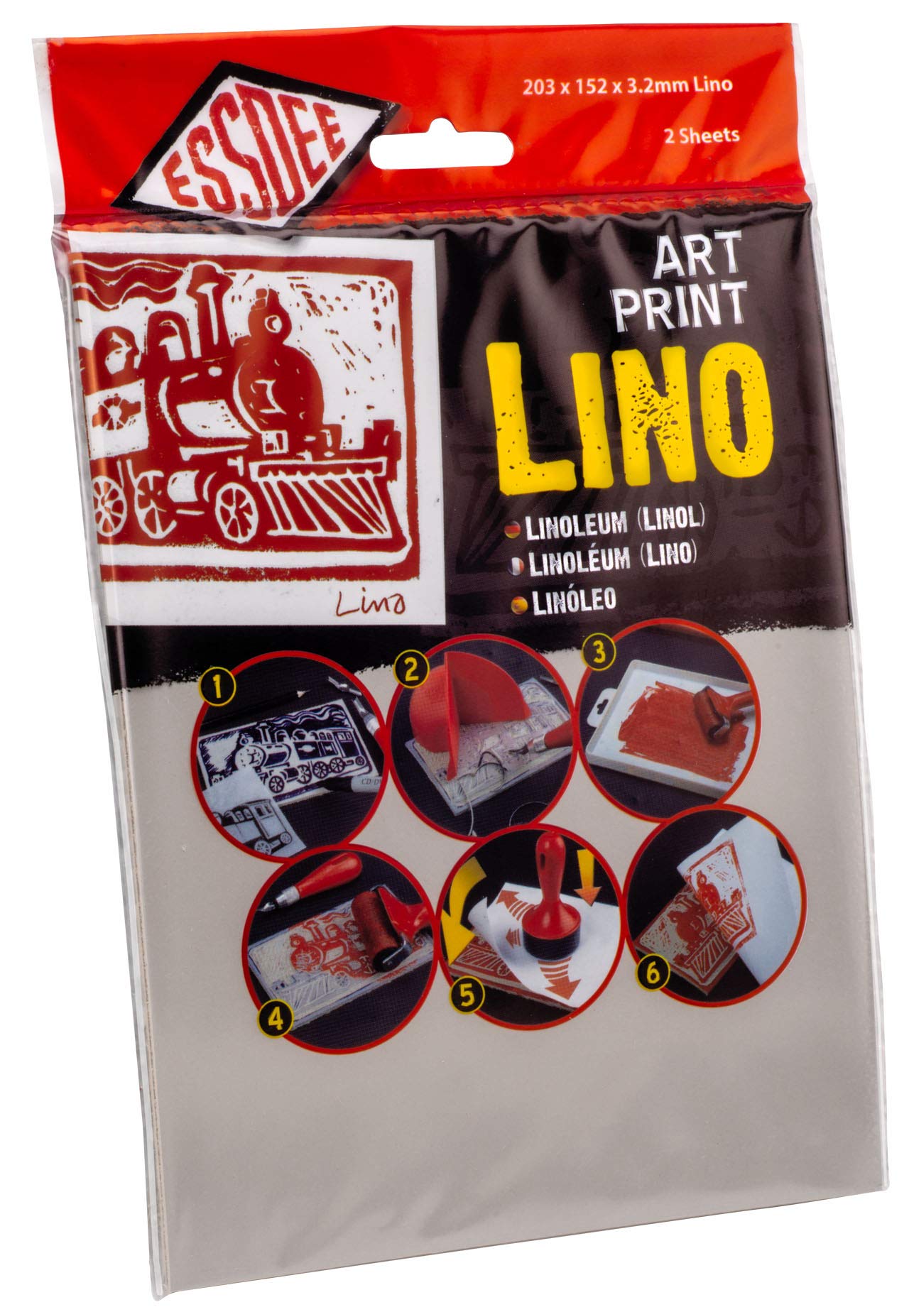 ESSDEE Lino Printing Block - Traditional Linoleum for Relief Printing | 200x150x3.2mm | Grey | Pack of 2 1