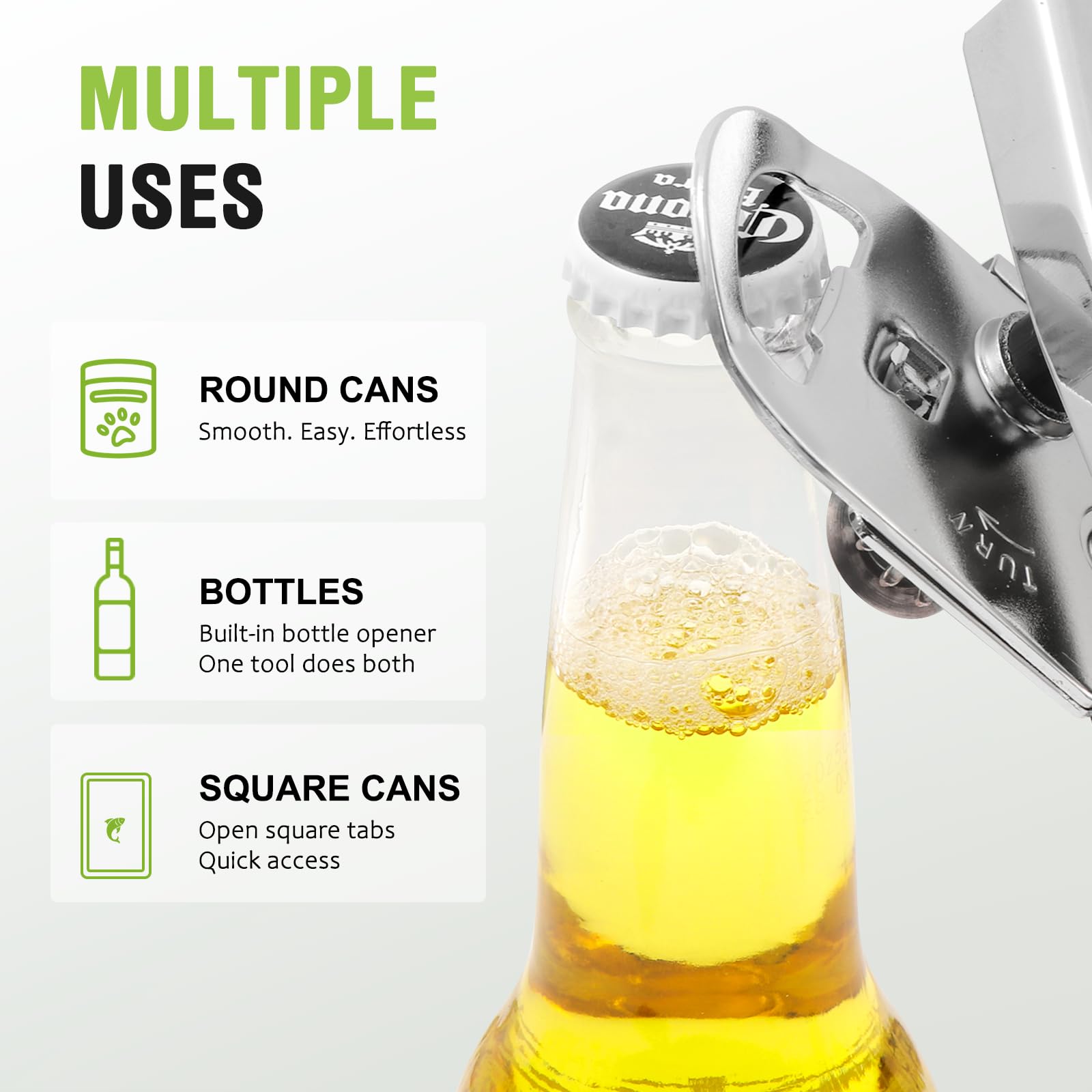 Diboniur Heavy Duty Manual Can Opener - Stainless Steel, 3-in-1 Functionality | Black 6