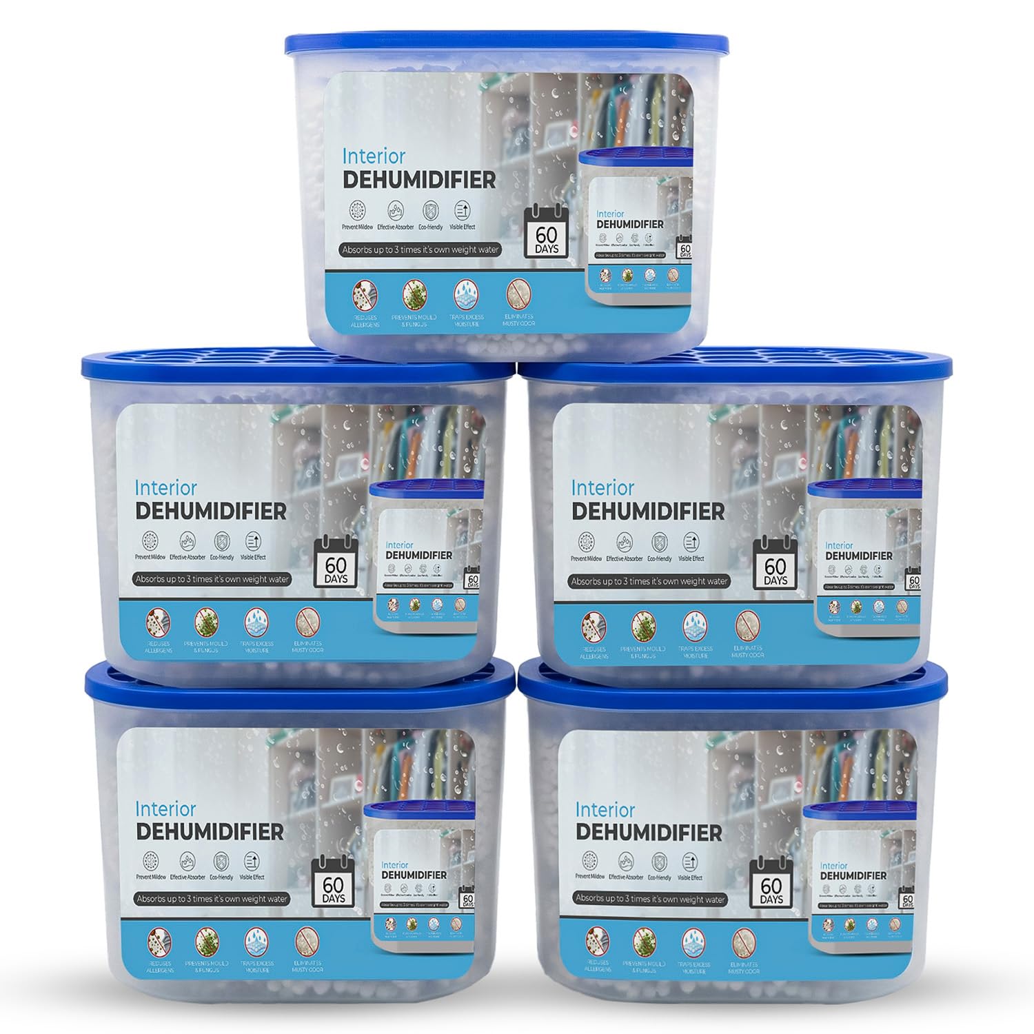 Roe Tenpo Dehumidifier - 500ml Moisture Absorber | Pack of 5 | Prevents Damp & Mould 1