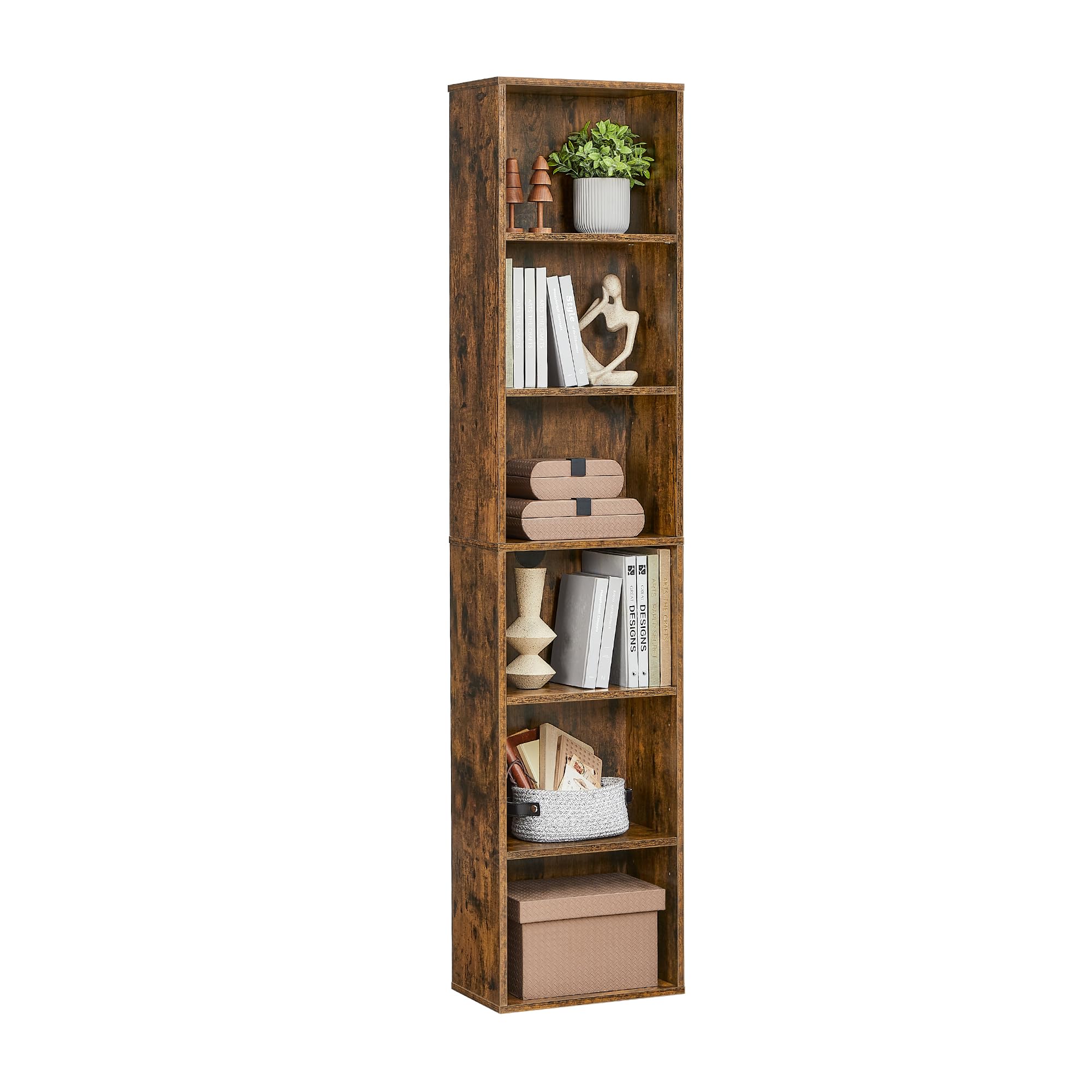 VASAGLE 6-Tier Open Storage Bookcase - Rustic Brown, Adjustable Shelves | 24 x 40 x 178.5 cm 1