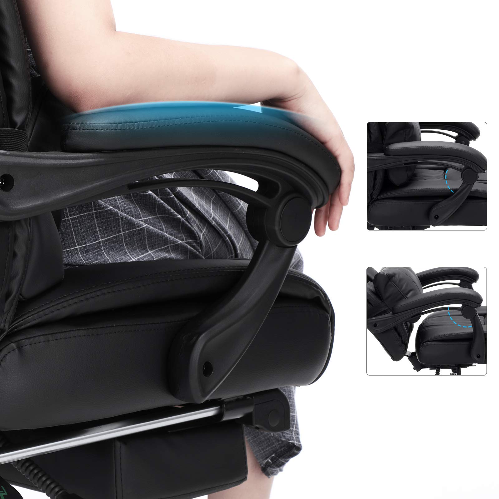 SONGMICS Ergonomic Office Chair with Footrest | Height Adjustable 117-125 cm | Supports up to 150 kg | Black 7