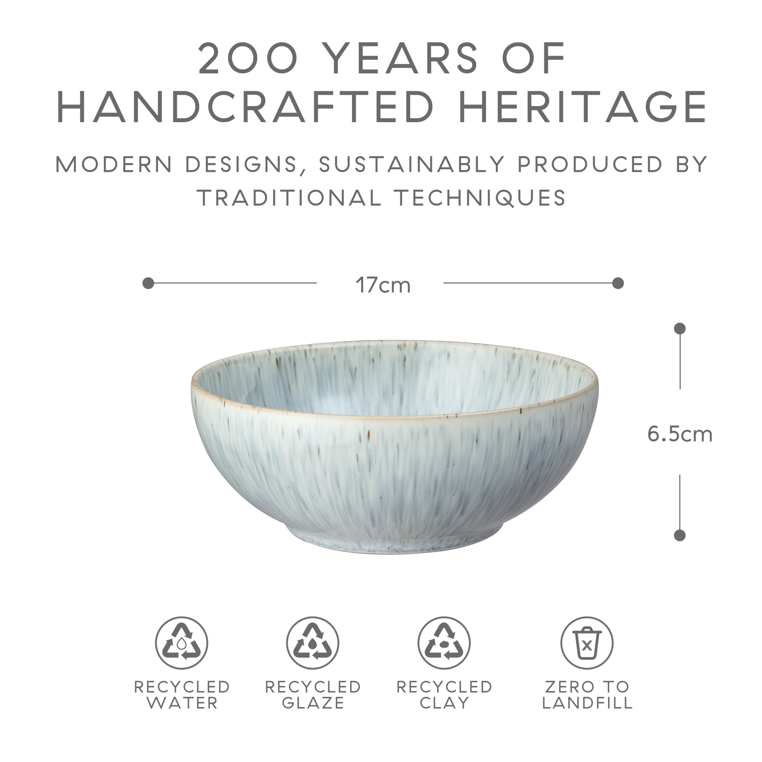 Denby Halo Speckle Cereal Bowls Set of 2 - Grey, Neutral Patterned Coupe Stoneware 5