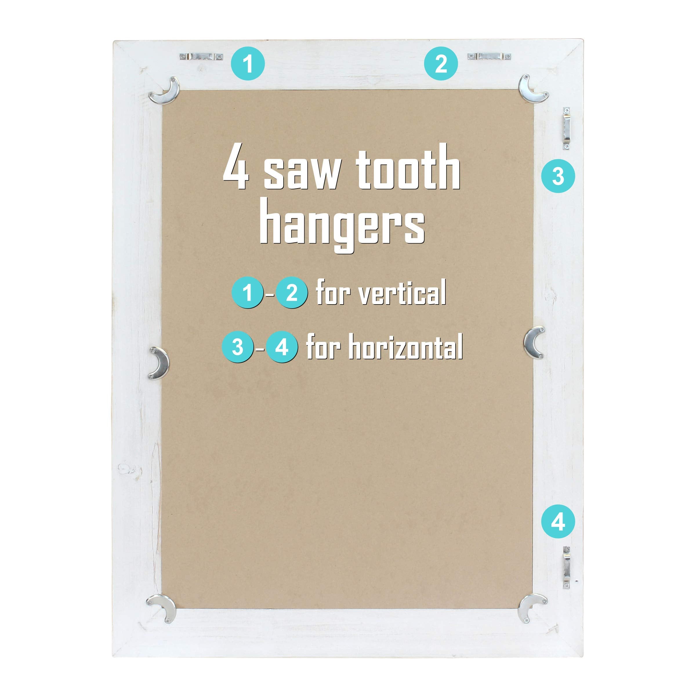 Stonebriar Rustic Rectangular Wall Mirror - Worn White Wood Frame | 24" x 18" 4