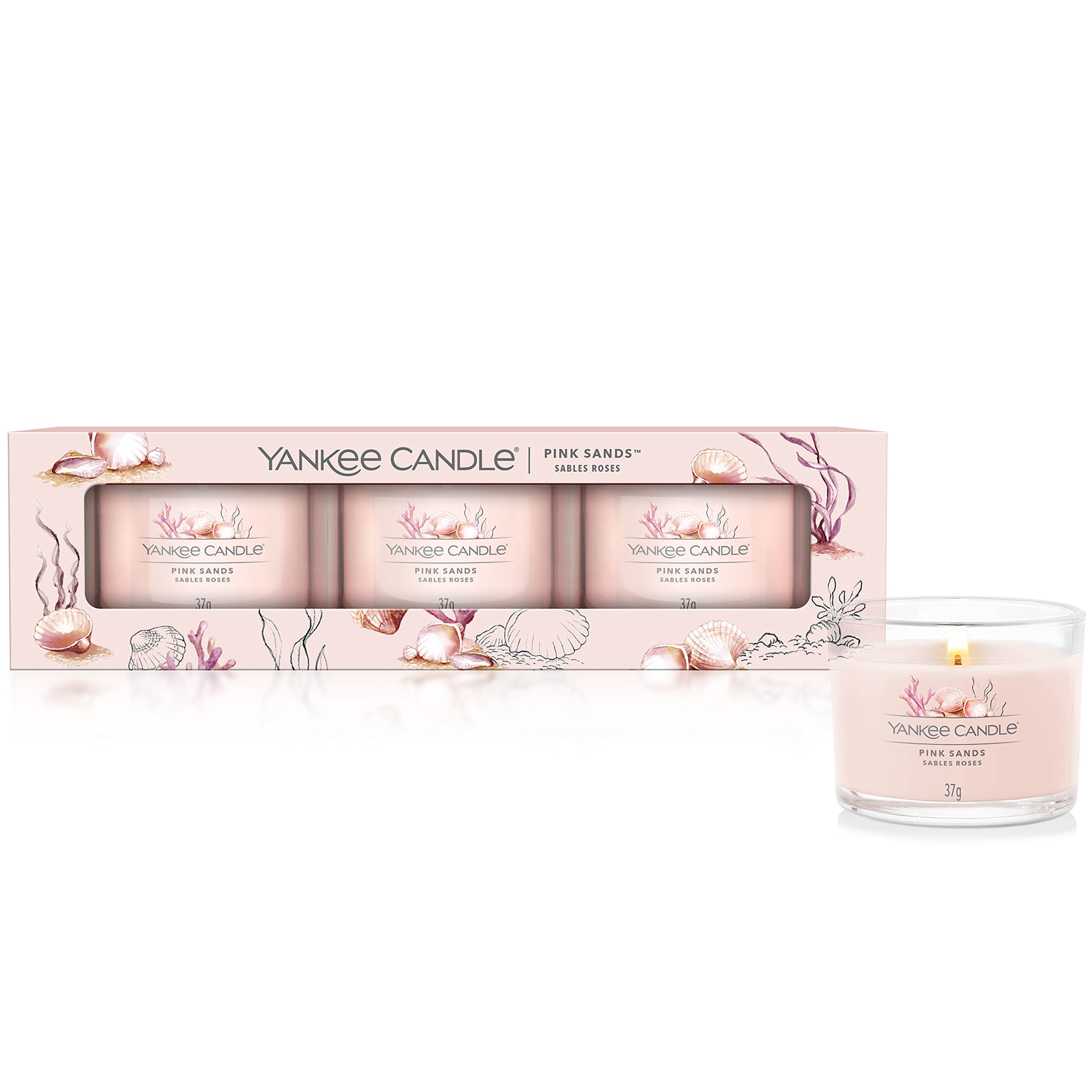 Yankee Candle Pink Sands Scented Votive Candles Gift Set | Soy Blend Wax Mix | 3 Count 1