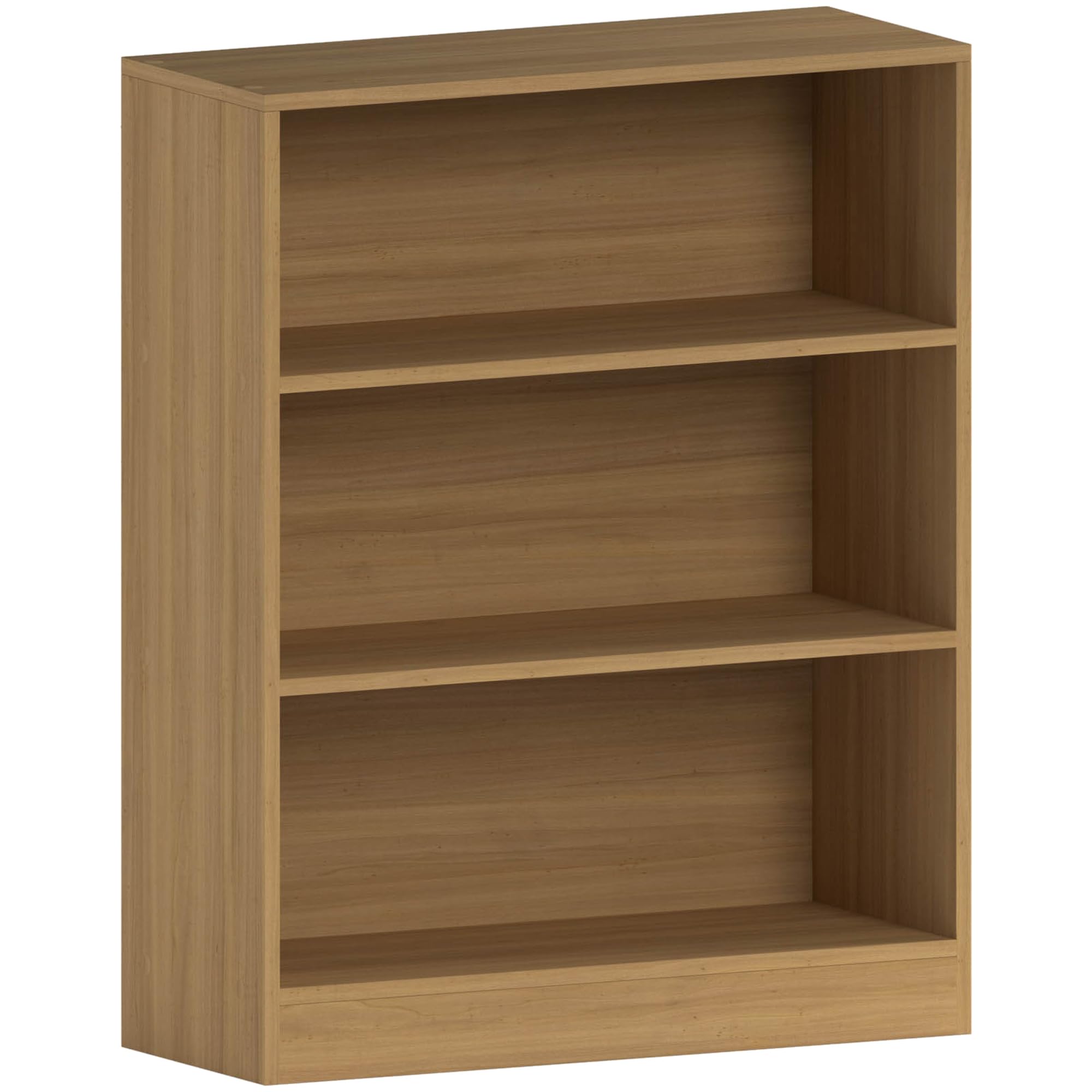 Vida Designs Cambridge 3 Tier Low Bookcase - Oak Wood Shelving | H 75 x W 60 cm | Chipboard & MDF 1