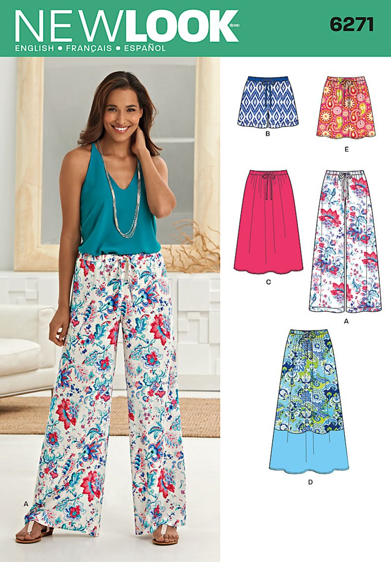 Simplicity New Look Sewing Pattern 6271 - Misses' Skirt (3 Lengths) & Pants/Shorts | Size A (10-22) 1