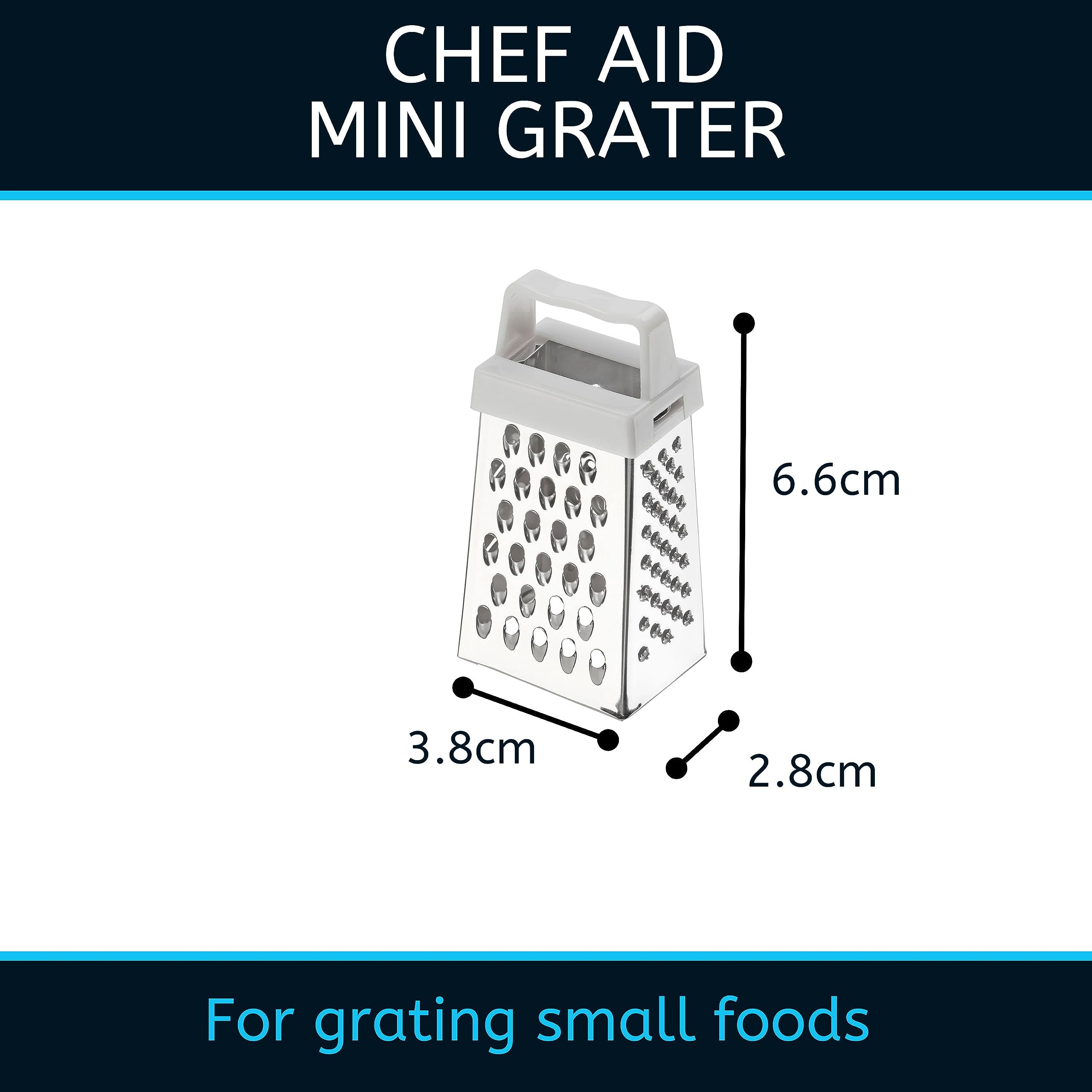 Chef Aid Mini Grater - Efficient Stainless Steel Gadget for Garlic, Herbs, and Parmesan | 38x28x66mm 2