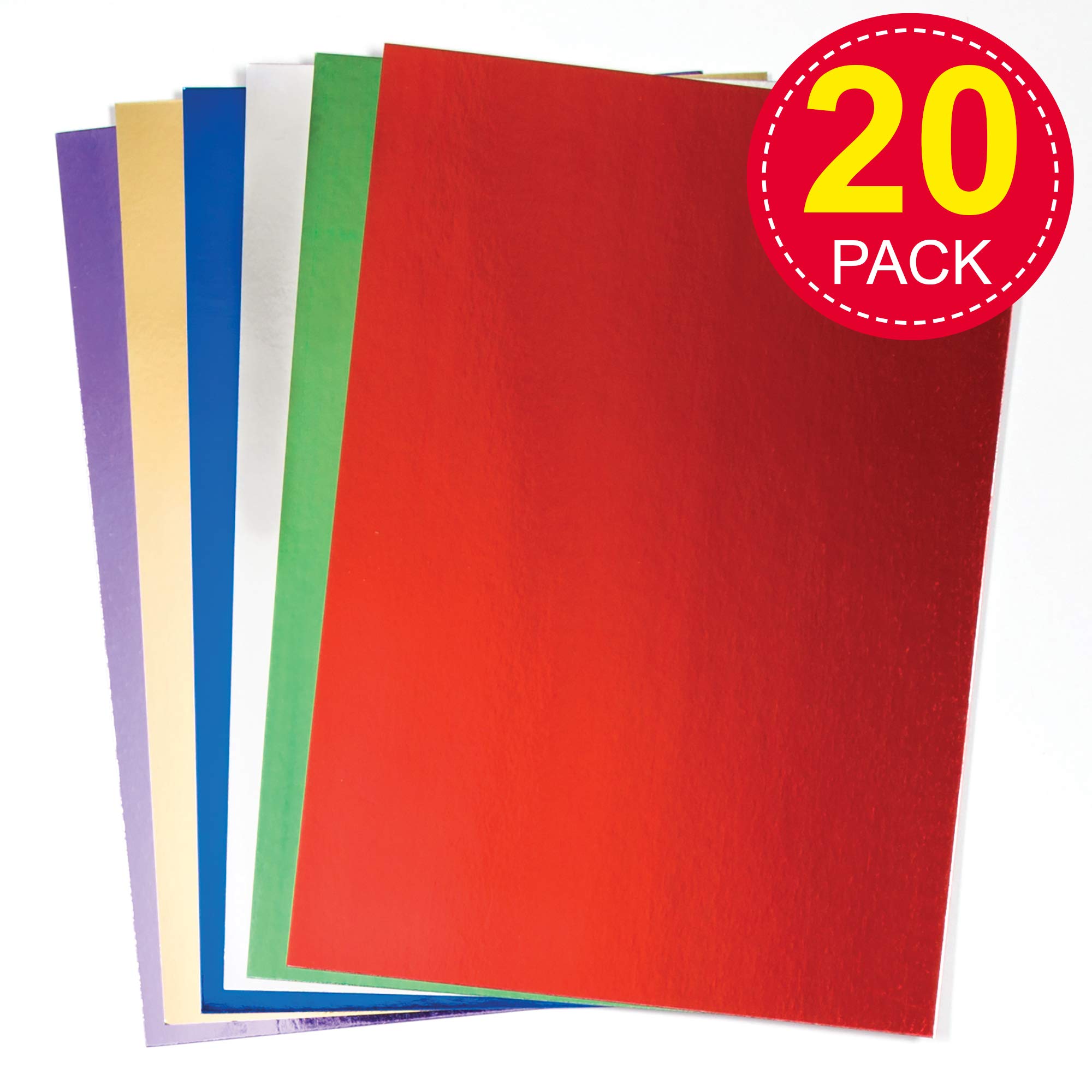 Baker Ross A4 Metallic Card Sheets, 250gsm Card for Kids Scrapbooking and Decoration Making, Pack of 20 2