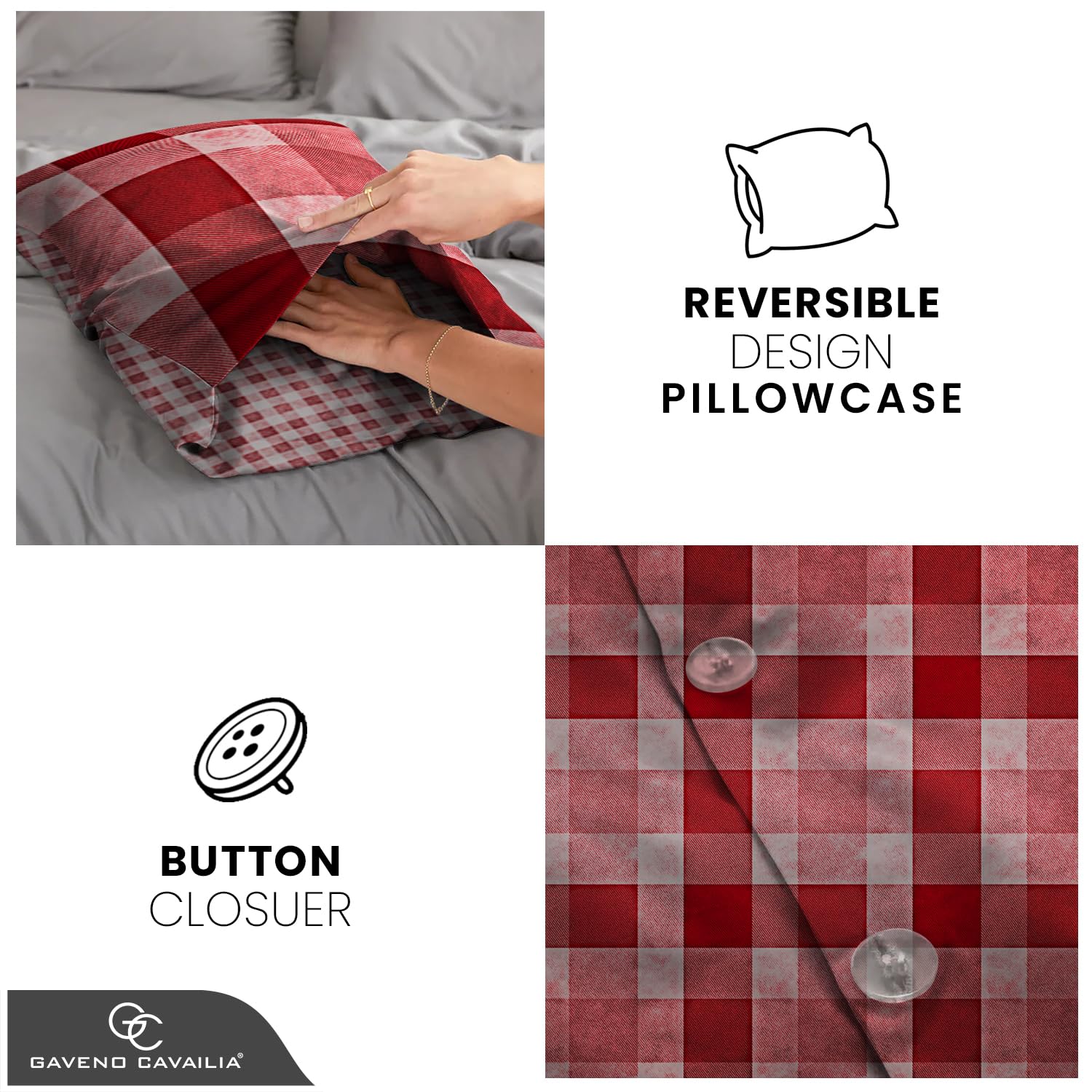 GC GAVENO CAVAILIA Luxury King Size Duvet Cover Set - Reversible Geometric | 50% Cotton, 50% Polyester | 3 Piece Set 4
