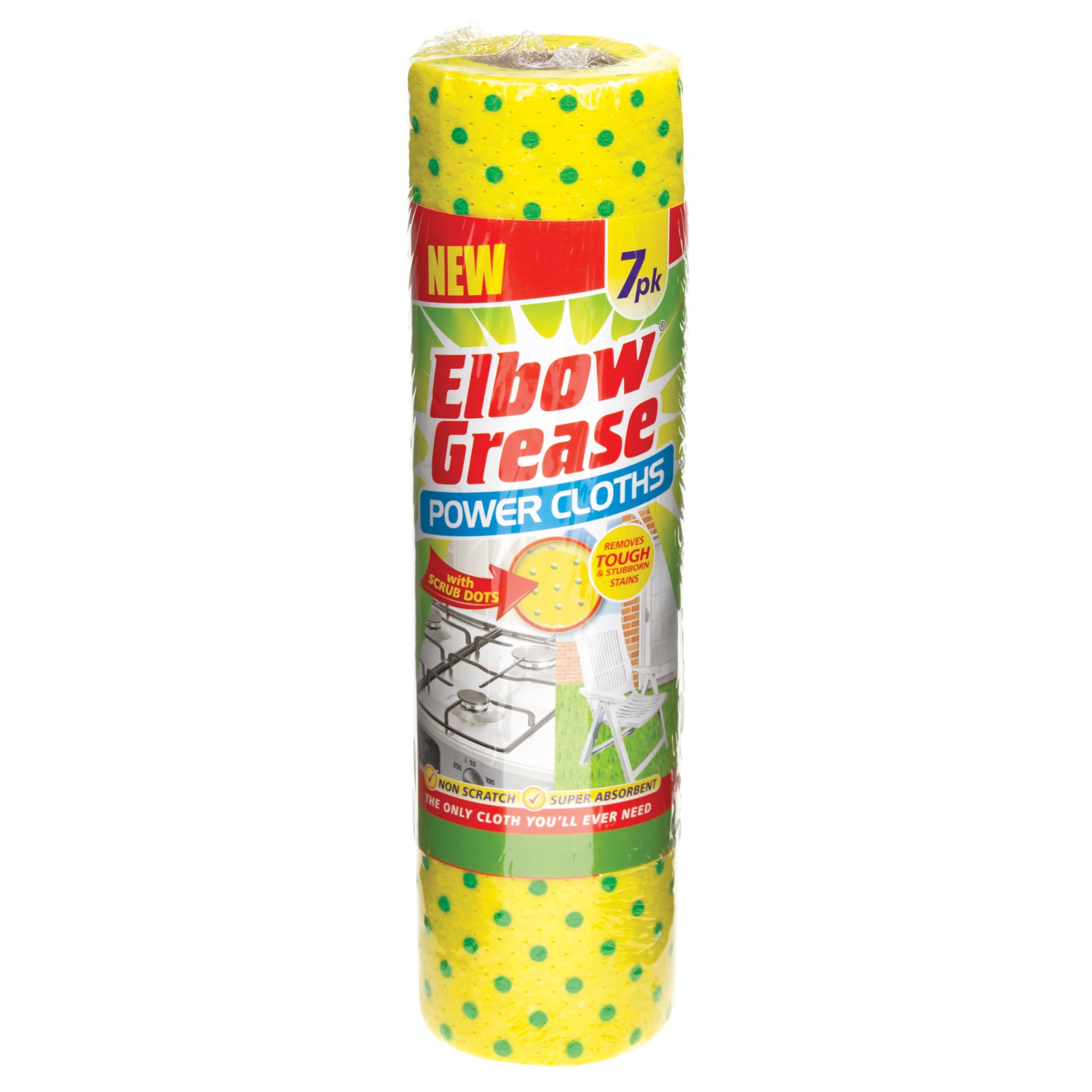 Elbow Grease Power Cloths with Scrub Dots - Reusable, Super Absorbent, Pack of 7 1