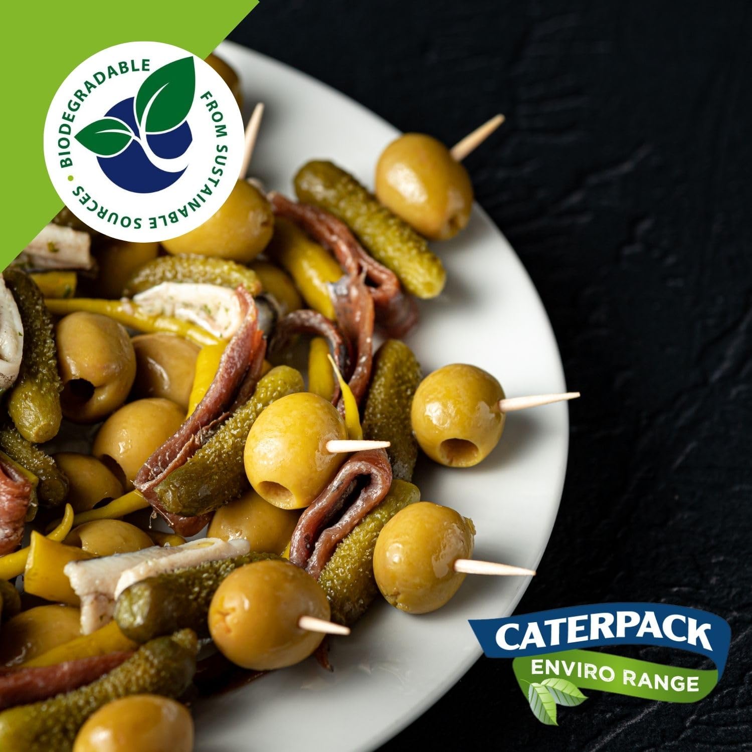 Caterpack Enviro Range Wooden Cocktail Sticks - 1000 Count | Fully Recyclable & Biodegradable 4