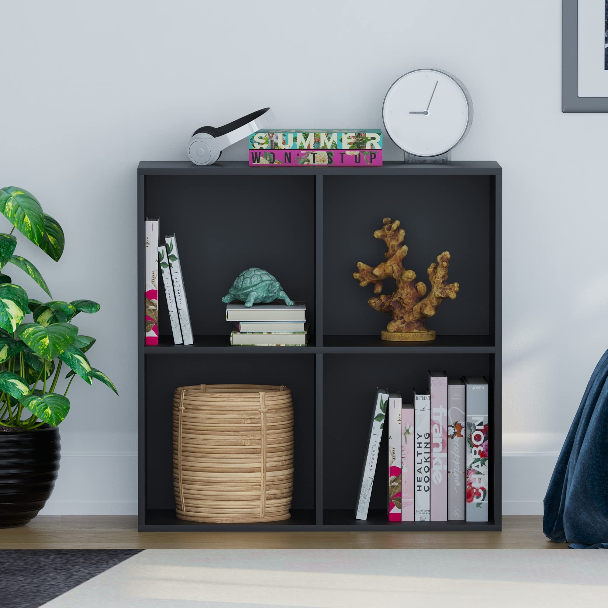 Vida Designs Durham Cube Bookcase - 4 Cube Storage | Black | MDF & Chipboard 3