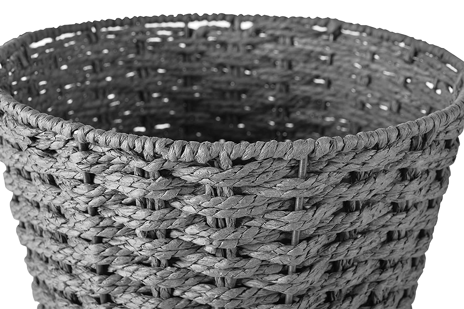Zuvo Round Wicker Waste Paper Bin - Hand Woven Jute | Grey | 25x25x18 cm 4