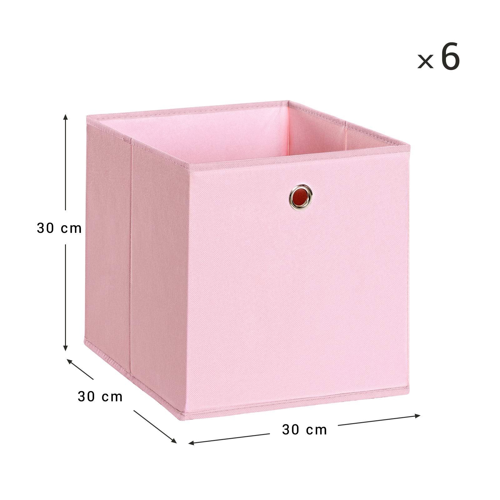 SONGMICS Set of 6 Foldable Storage Boxes - Pink Fabric Cubes for Clothes & Toys | 30 x 30 x 30 cm 5