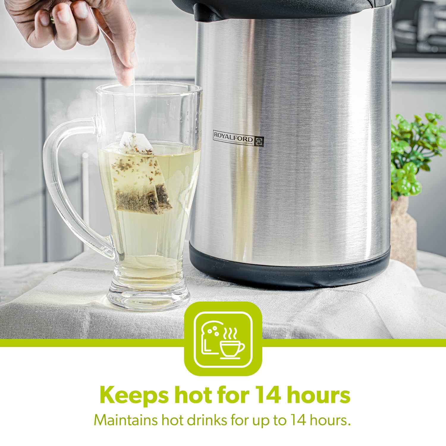 Royalford 5L Stainless Steel Airpot Insulated Vacuum Thermal Flask Jug | Silver 4