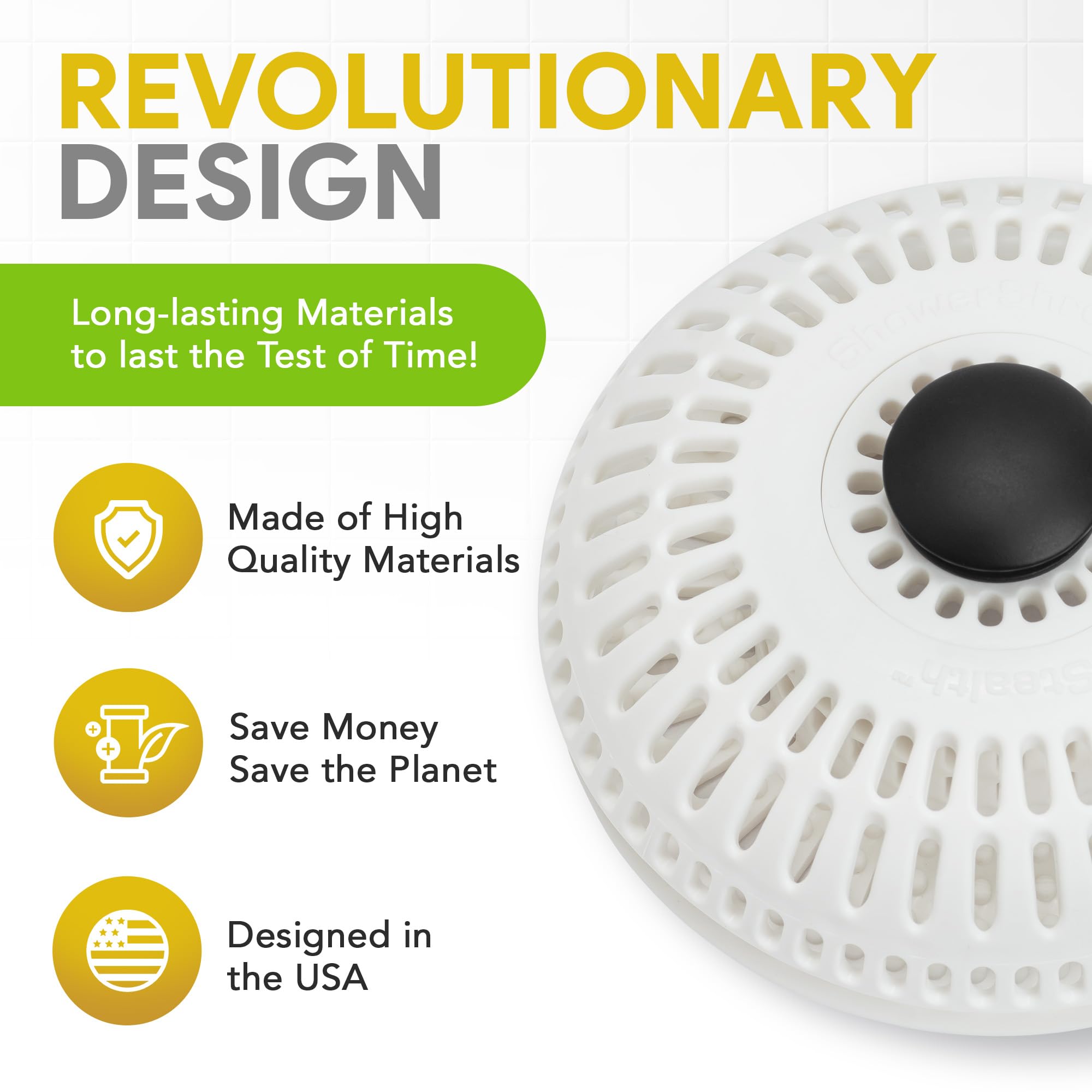 ShowerShroom Stealth Hair Drain Catcher - Catches Hair Out of Sight | Silicone | White 7